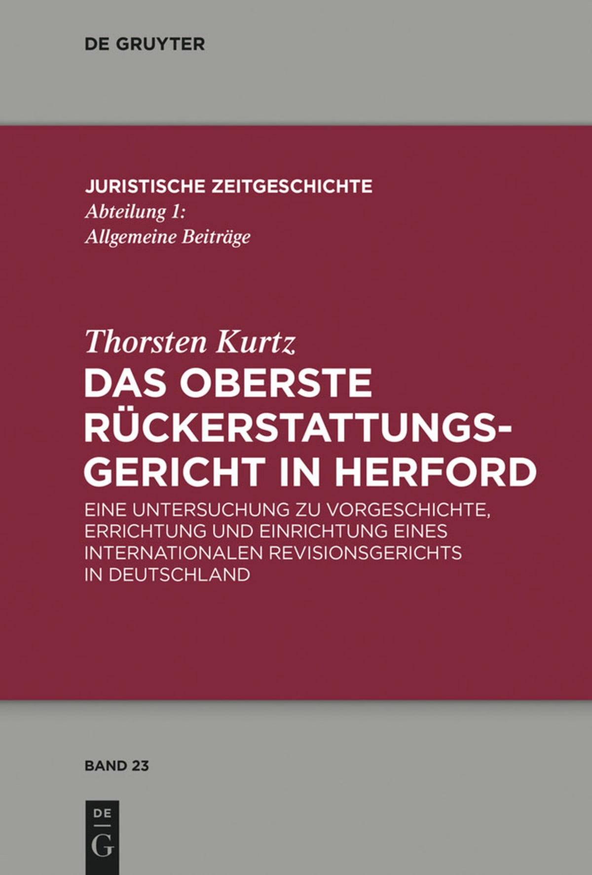 Cover image for Das Oberste Rückerstattungsgericht in Herford ISBN 9783110316636