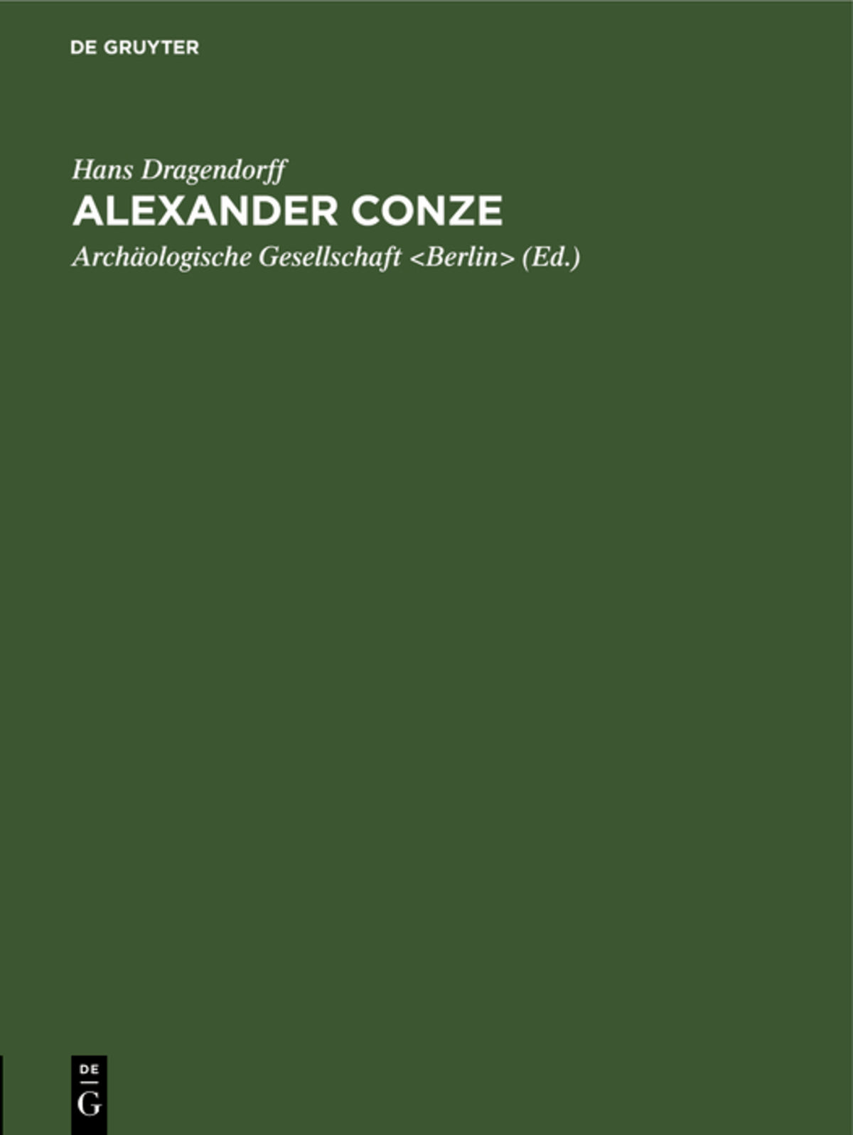 Cover image for Alexander Conze ISBN 9783111222745