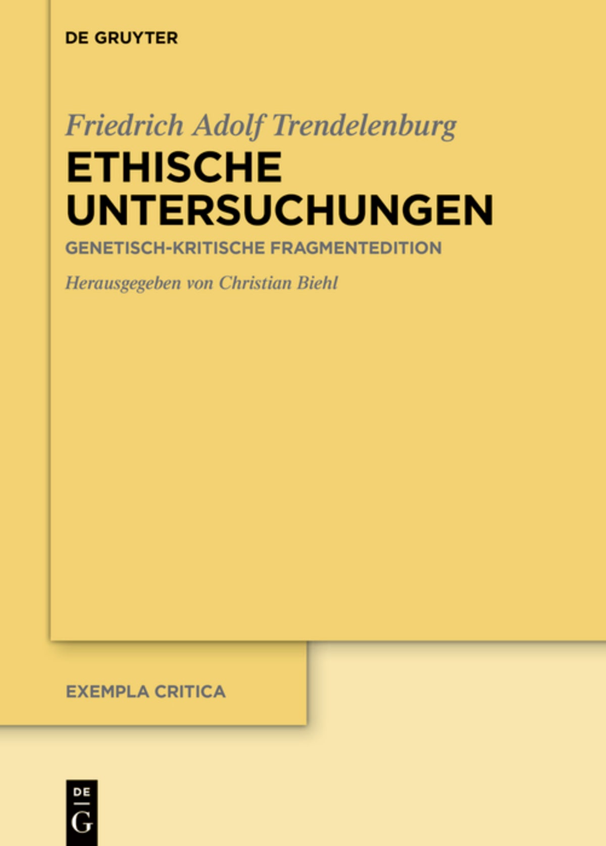 Cover image for Ethische Untersuchungen ISBN 9783110773323