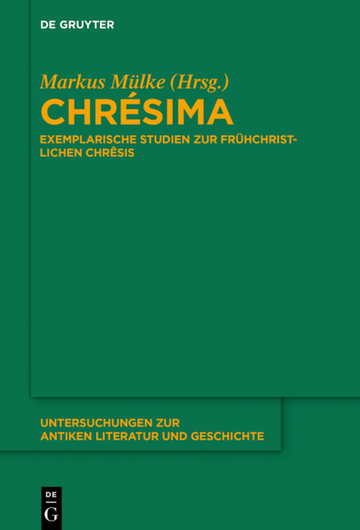 Cover image for Chrésima ISBN 9783110646412