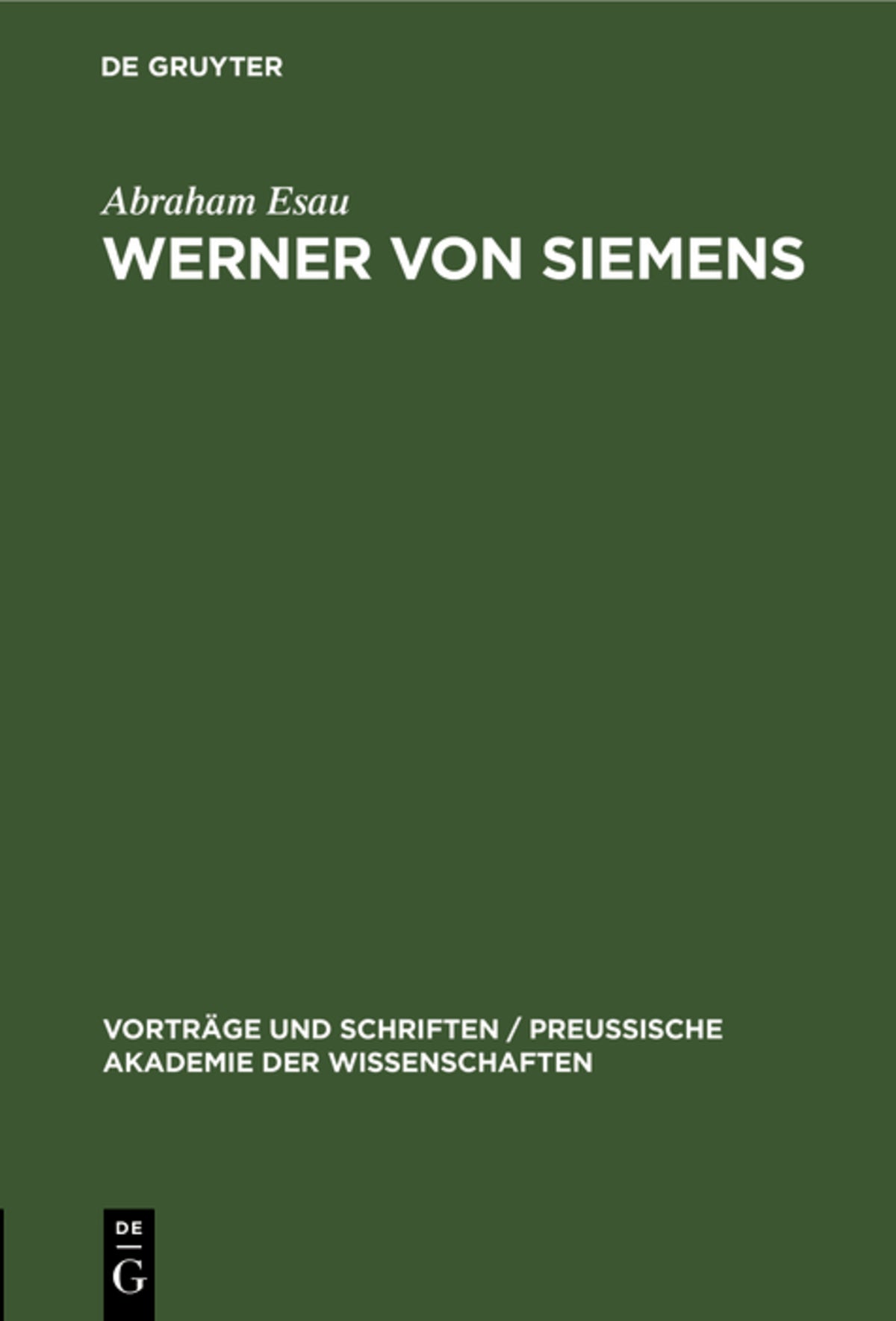Cover image for Werner von Siemens ISBN 9783111205120