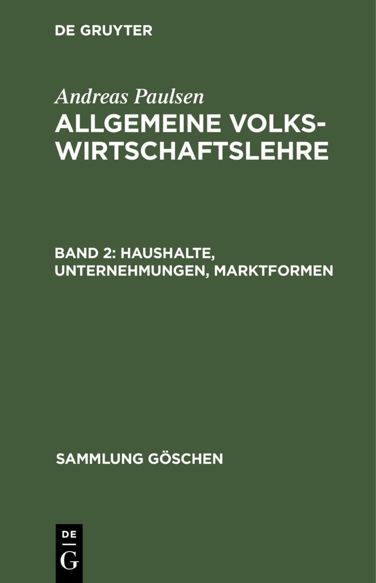 Cover image for Haushalte, Unternehmungen, Marktformen ISBN 9783112310441