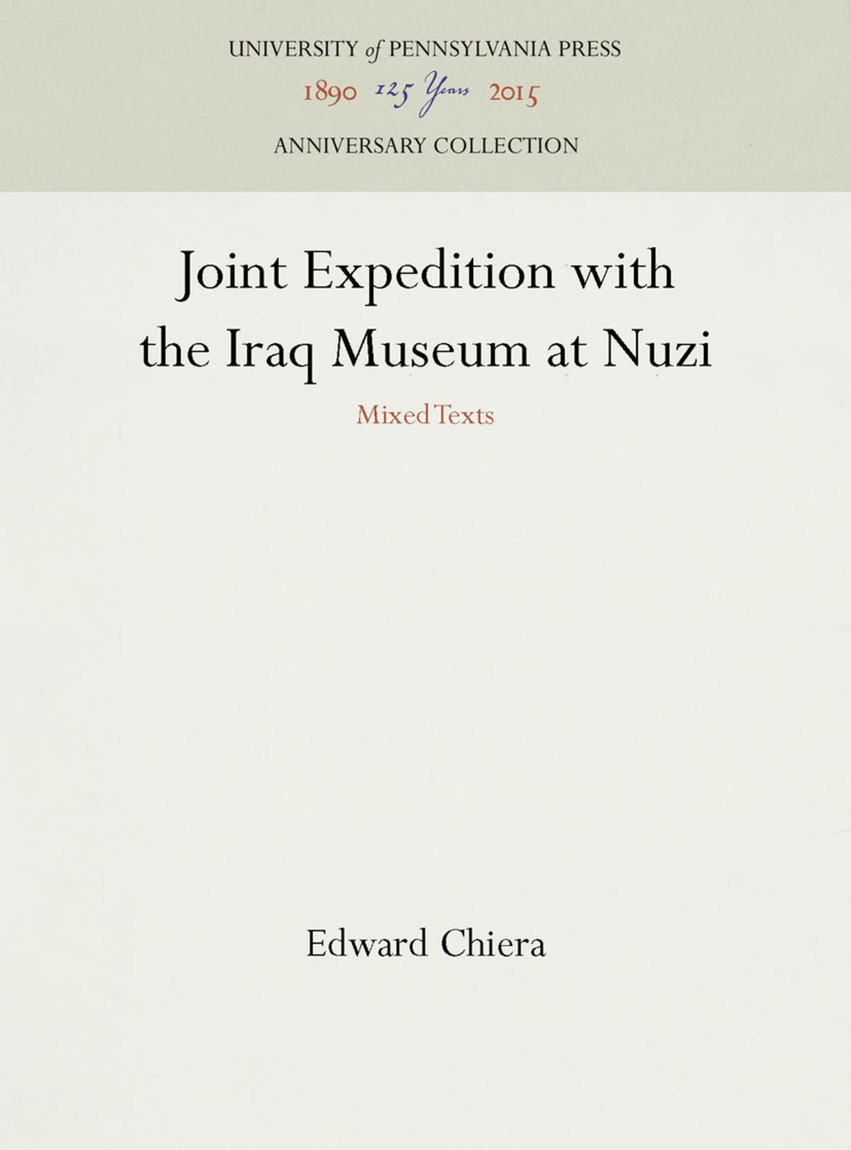 Cover image for Joint Expedition with the Iraq Museum at Nuzi ISBN 9781512801521