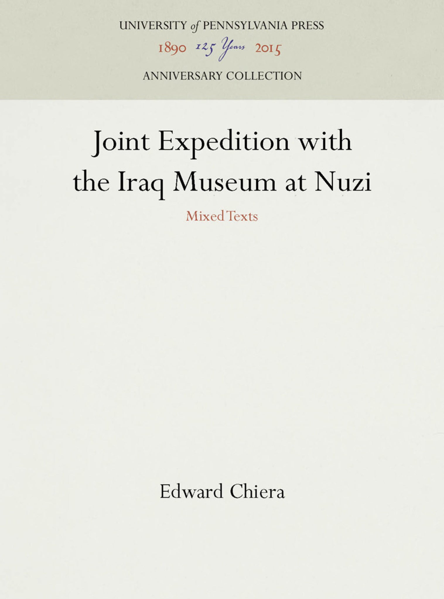 Cover image for Joint Expedition with the Iraq Museum at Nuzi ISBN 9781512801521