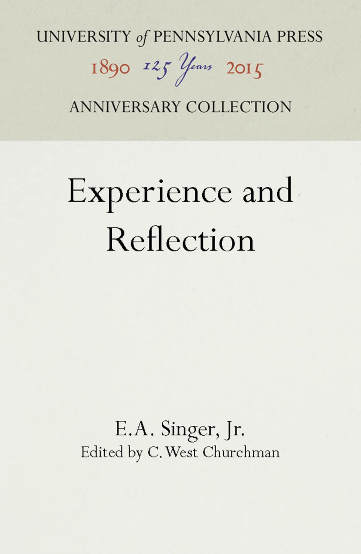 Cover image for Experience and Reflection ISBN 9781512806960