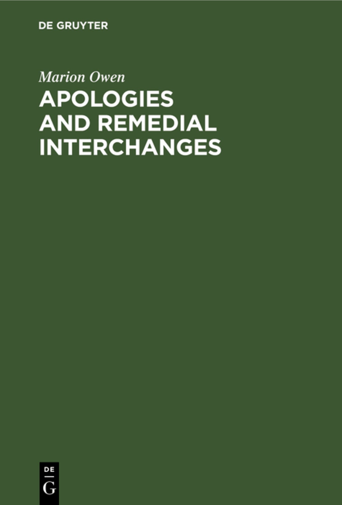 Cover image for Apologies and Remedial Interchanges ISBN 9789027933607