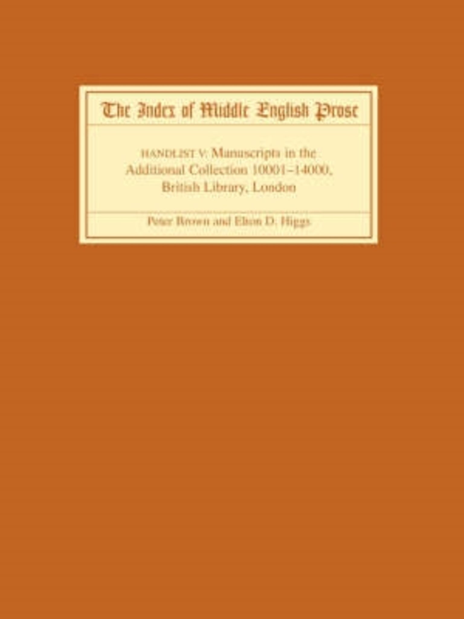 Cover image for The Index of Middle English Prose Handlist V ISBN 9781843841456