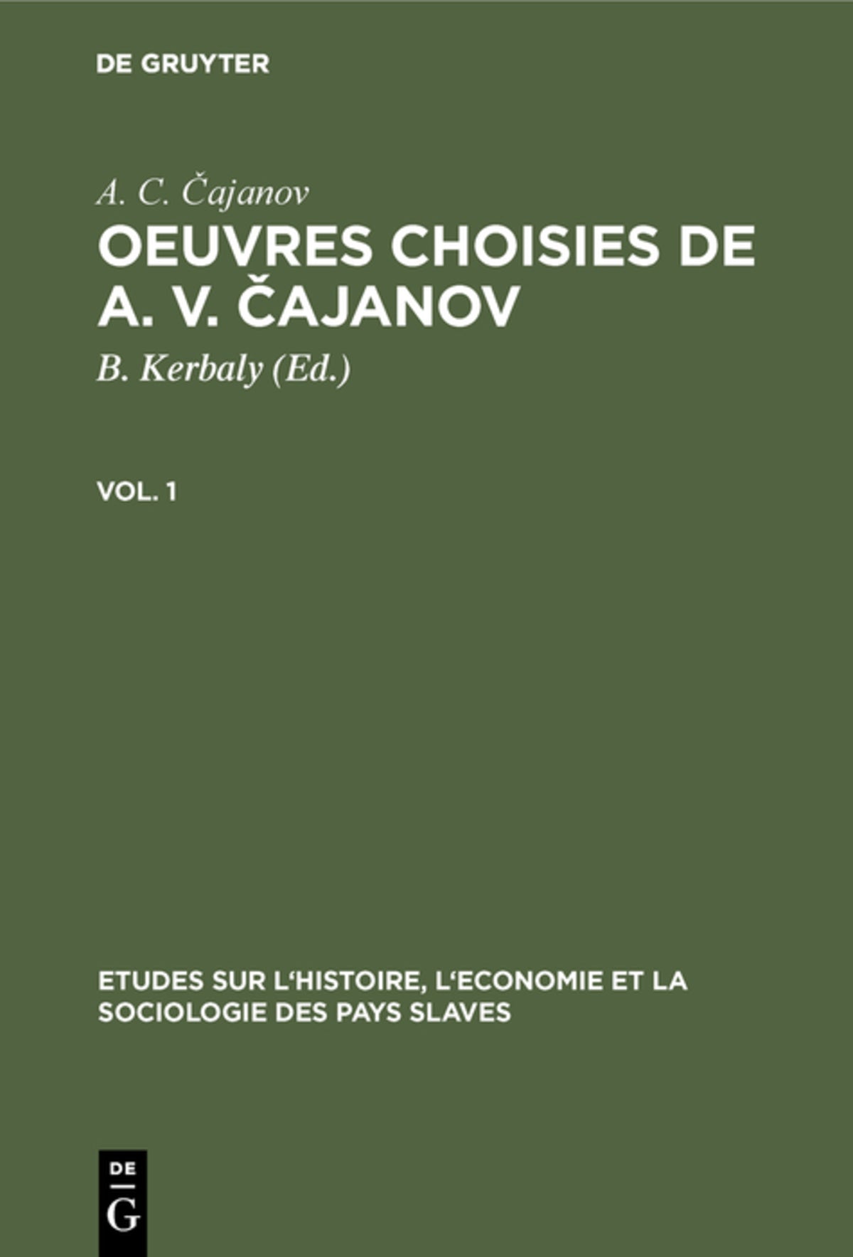 Cover image for Oeuvres choisies de A. V. Čajanov ISBN 9783111038155