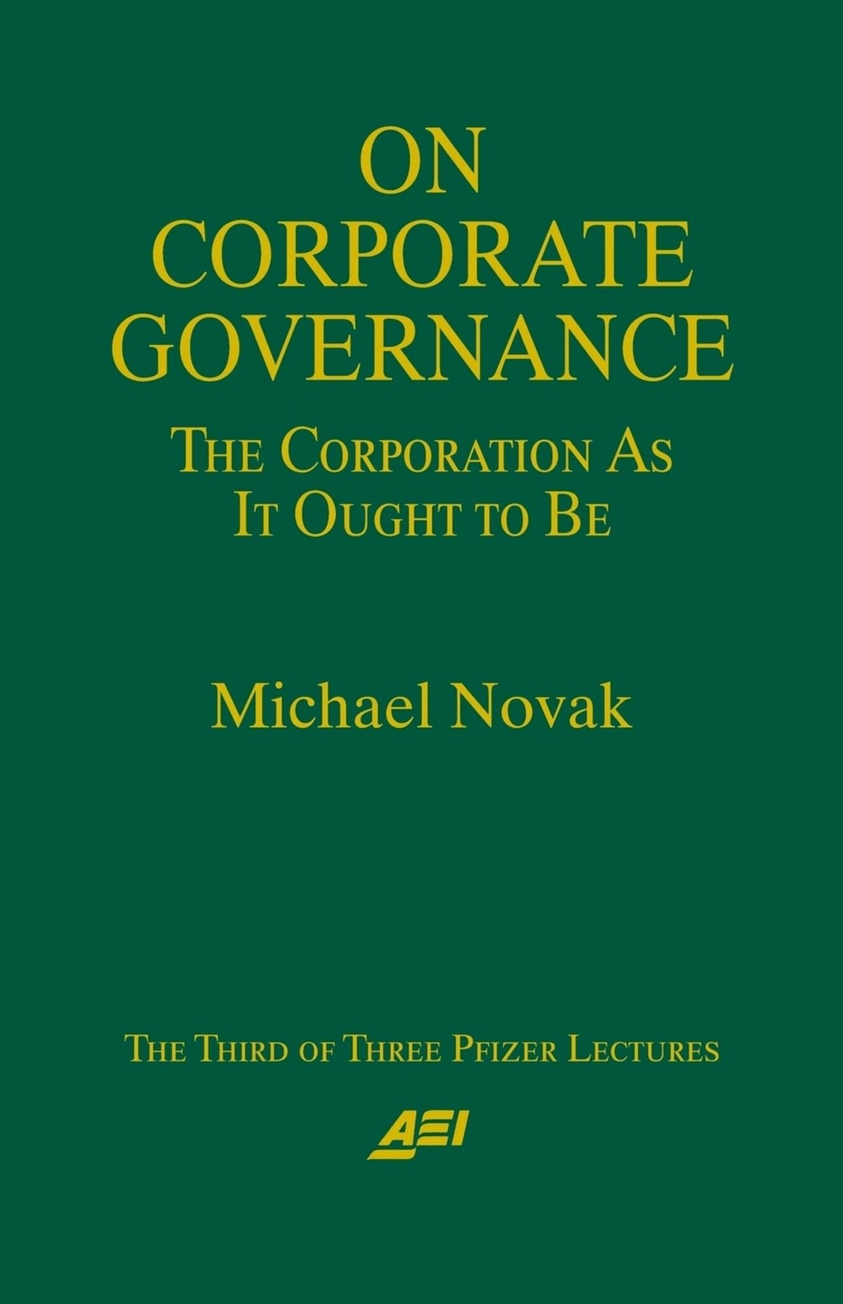 Cover image for On Corporate Governance ISBN 9780844770826