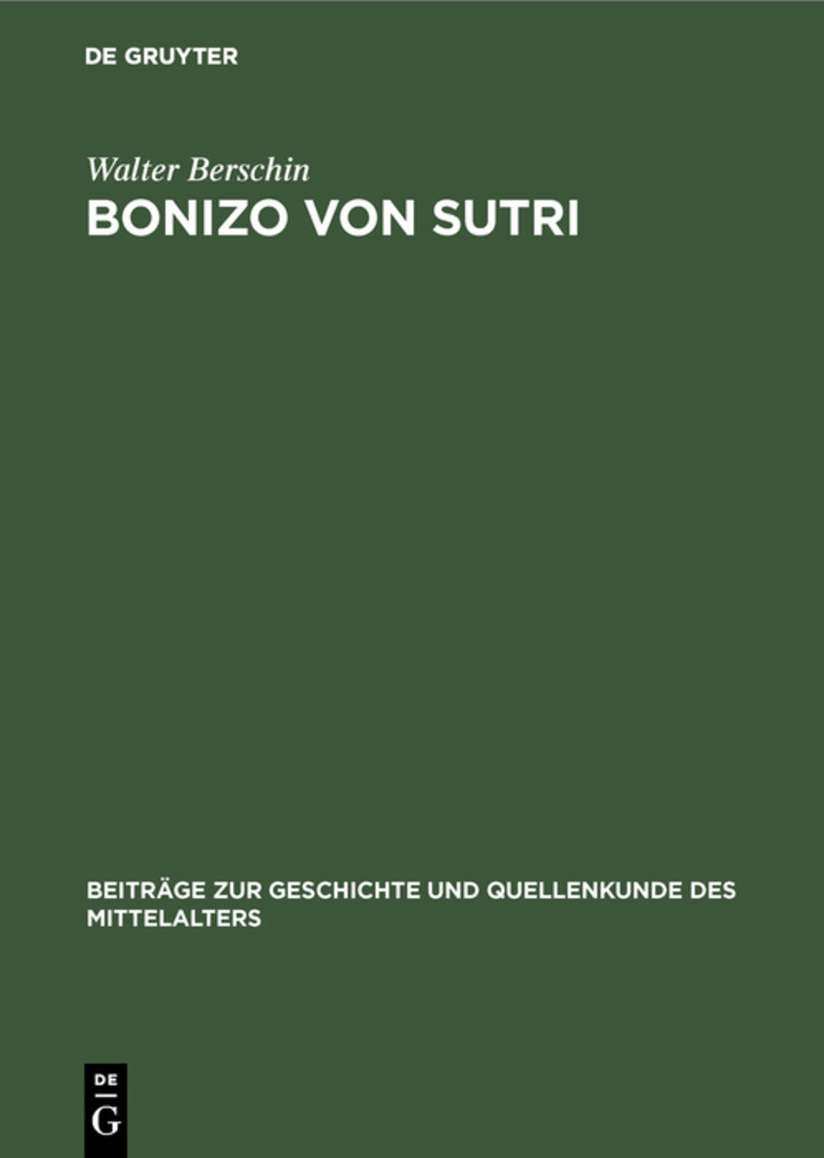 Cover image for Bonizo von Sutri ISBN 9783110017588