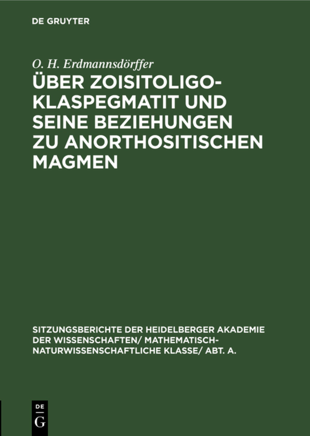 Über Zoisitoligoklaspegmatit und seine Beziehungen zu anorthositischen Magmen