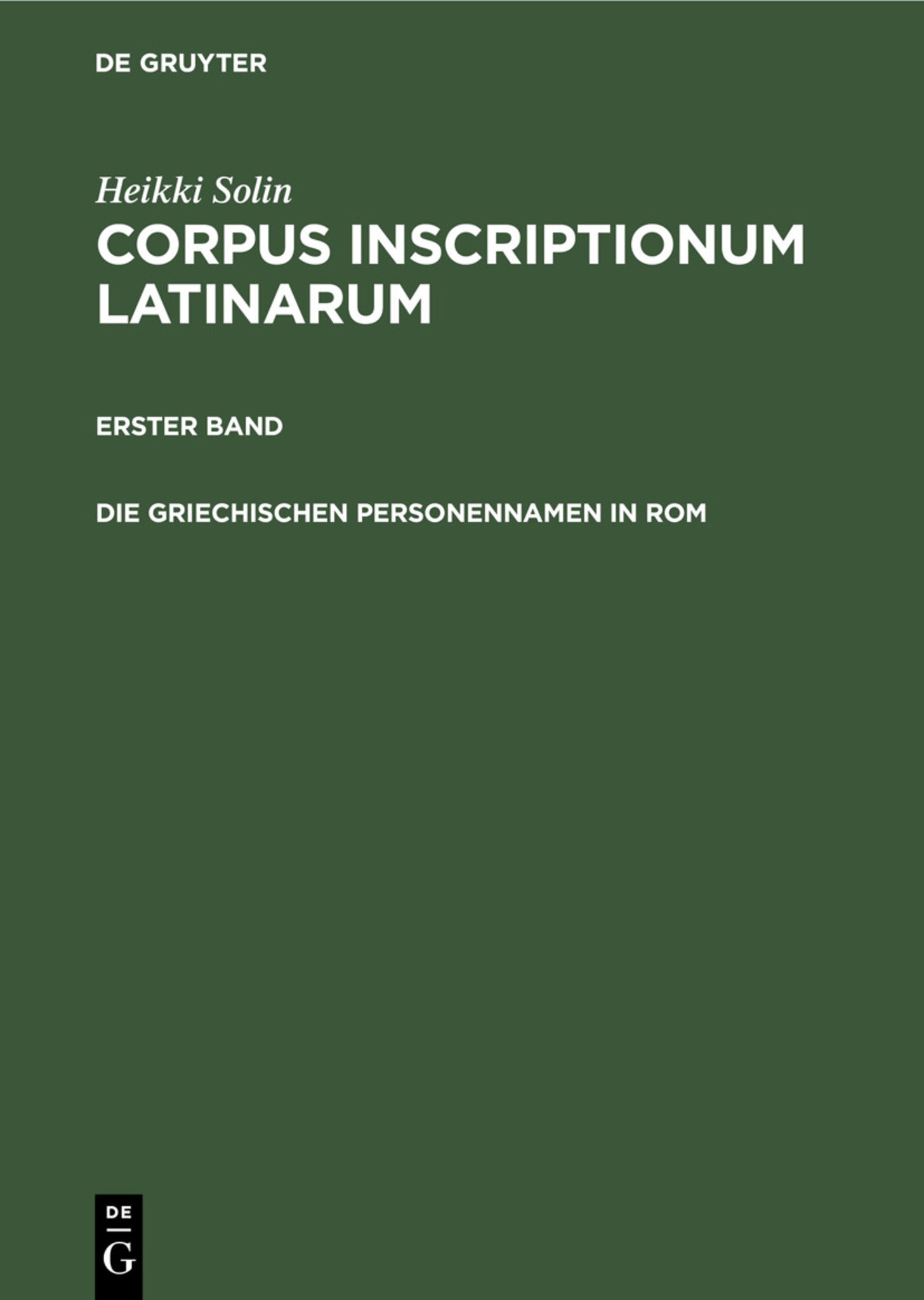 Die griechischen Personennamen in Rom