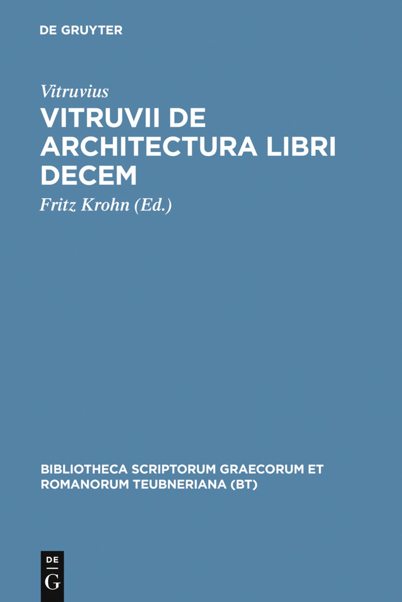 Cover image for Vitruvii de architectura libri decem ISBN 9783110984224