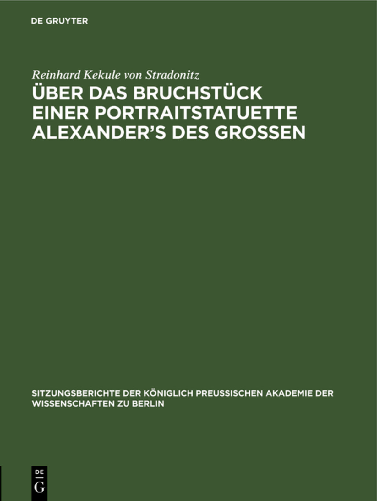 Über das Bruchstück einer Portraitstatuette Alexander’s des Grossen