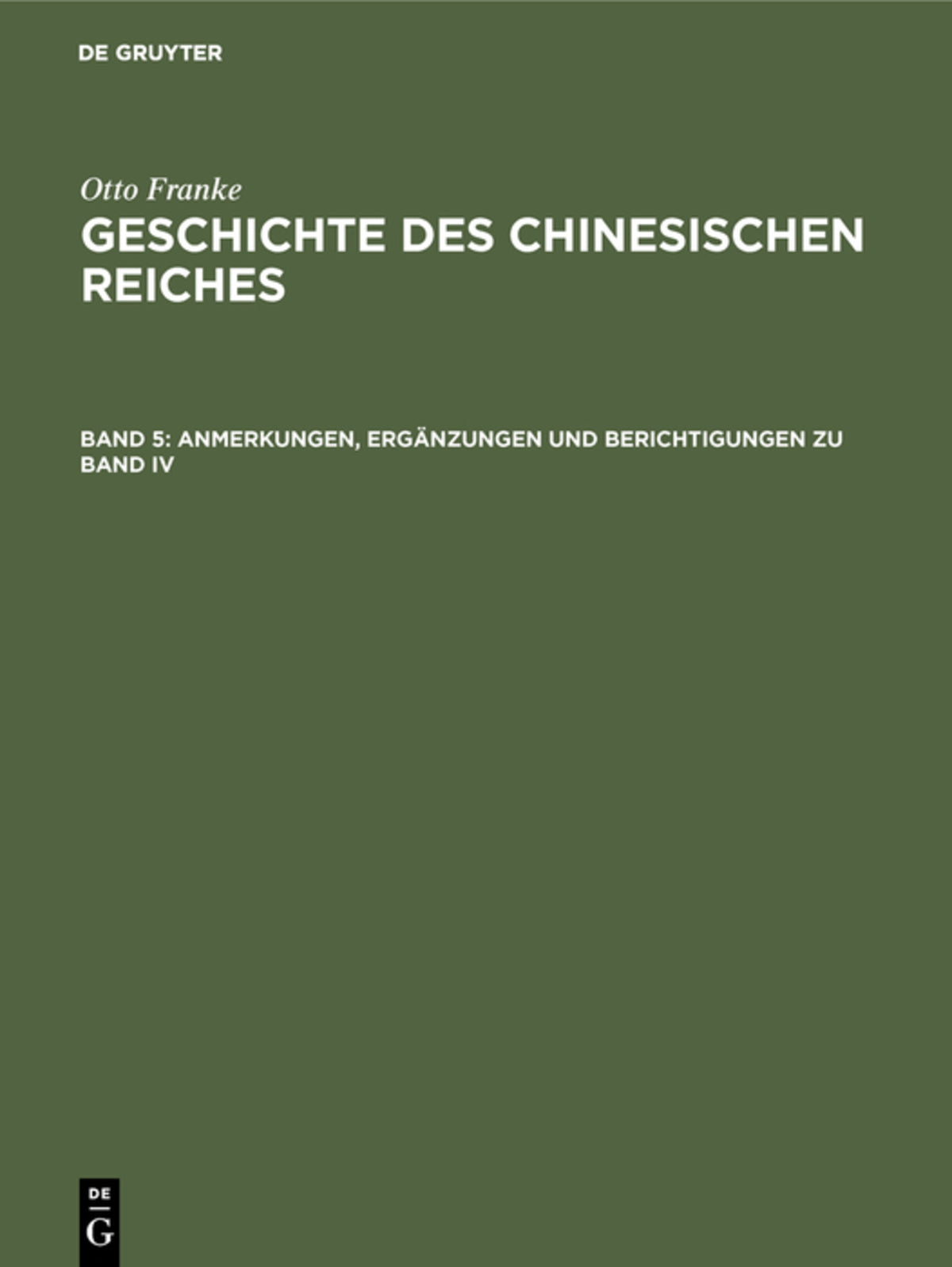 Cover image for Anmerkungen, Ergänzungen und Berichtigungen zu Band IV ISBN 9783111249742
