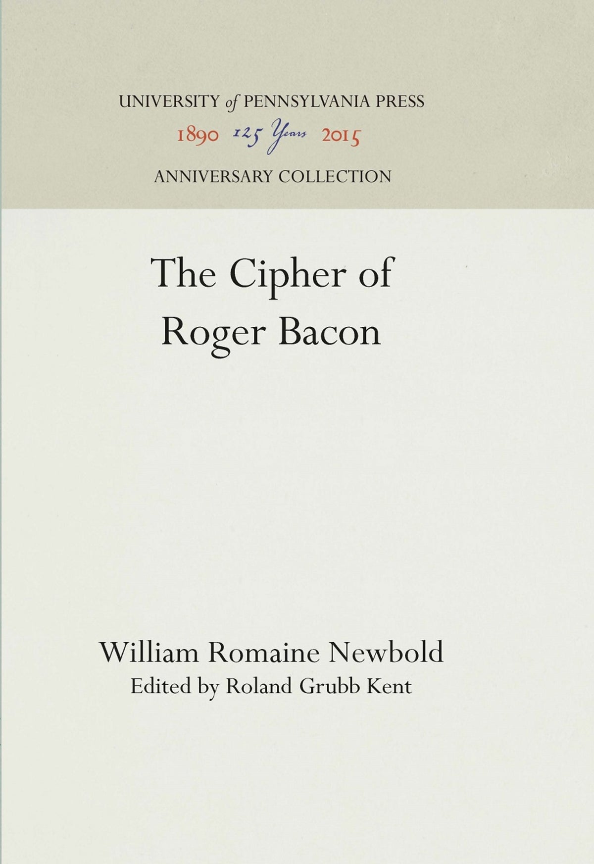Cover image for The Cipher of Roger Bacon ISBN 9781512813340
