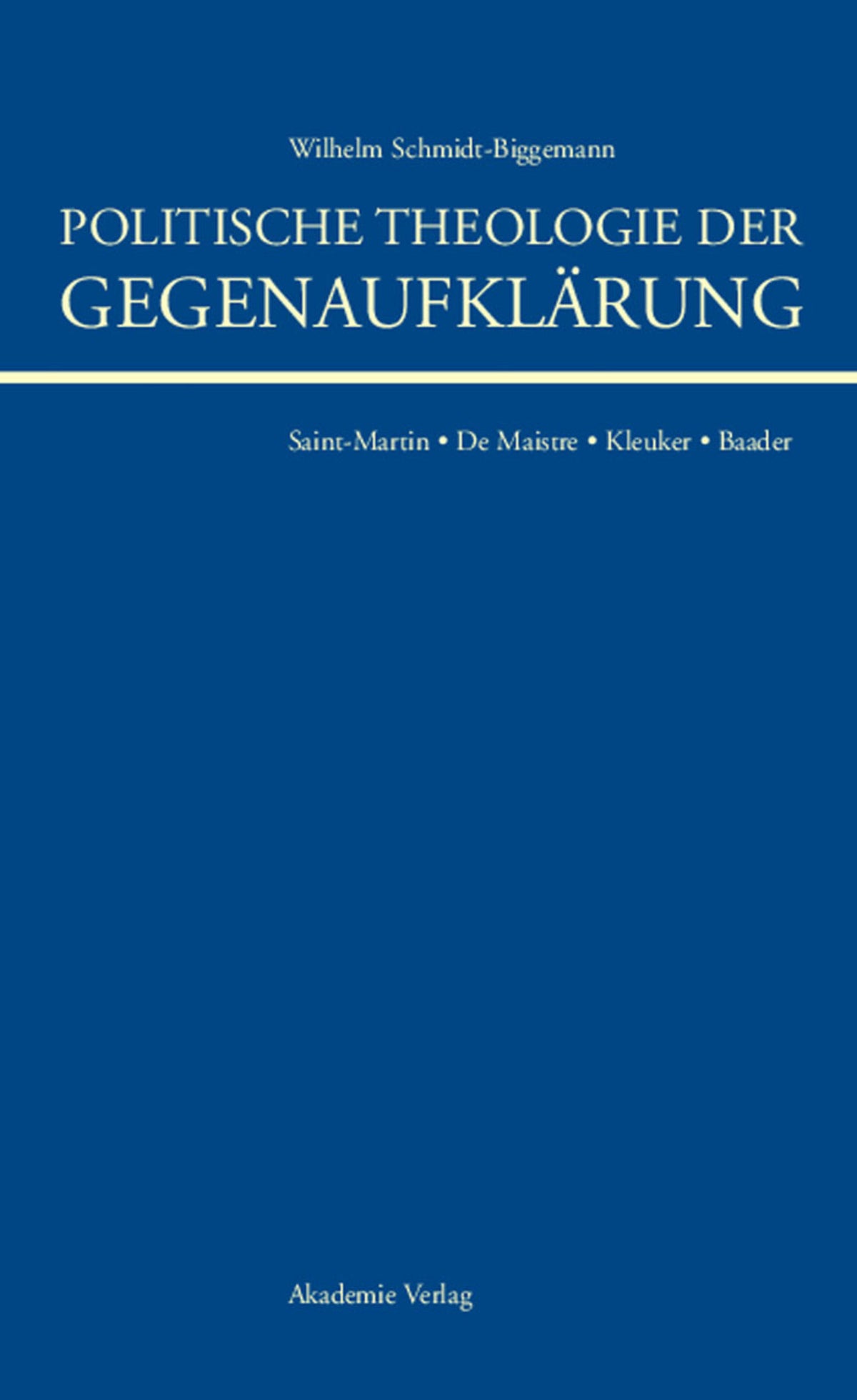 Cover image for Politische Theologie der Gegenaufklärung ISBN 9783050040776