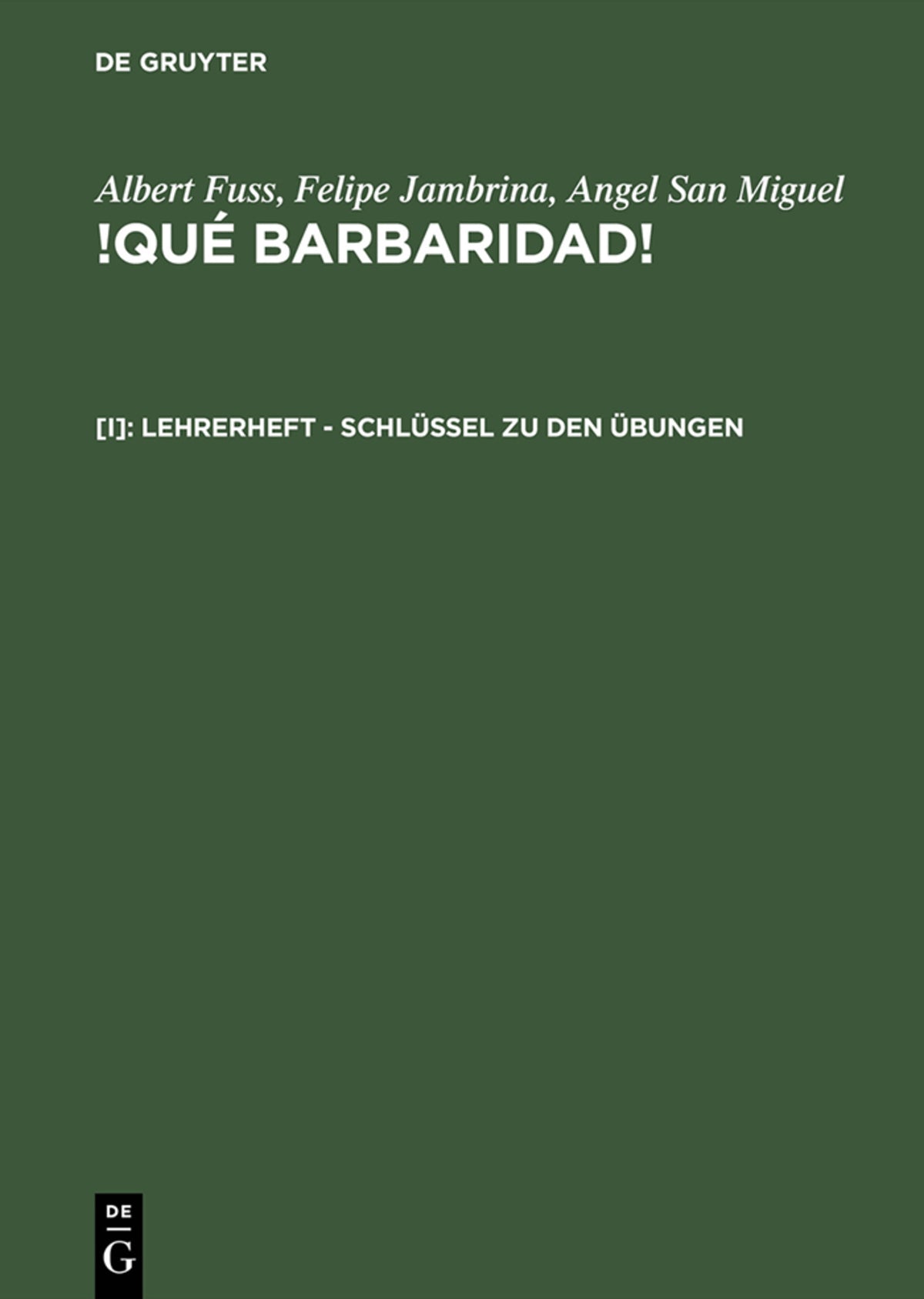 Cover image for Lehrerheft – Schlüssel zu den Übungen ISBN 9783484501867