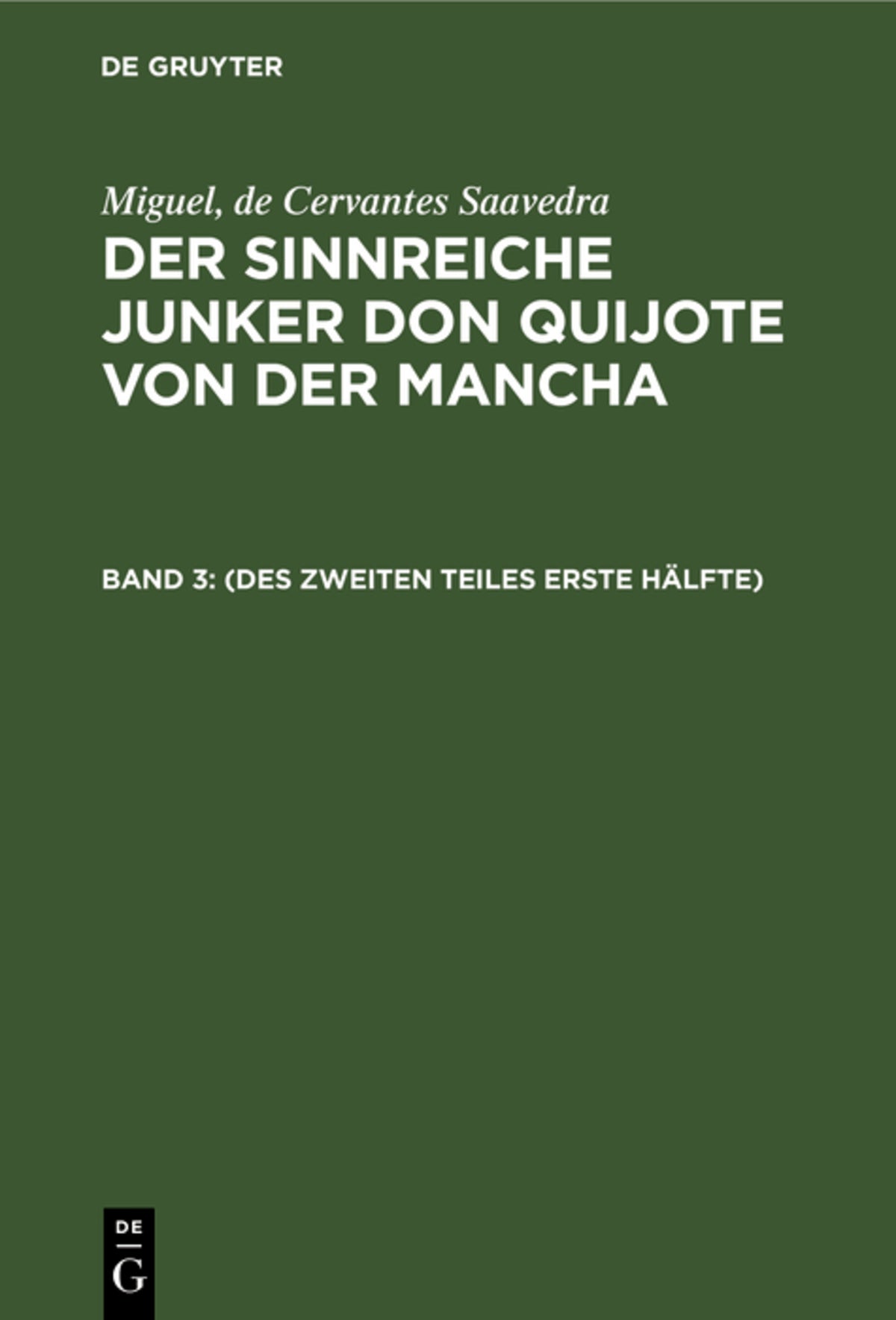 Cover image for (Des zweiten Teiles erste Hälfte) ISBN 9783111055565
