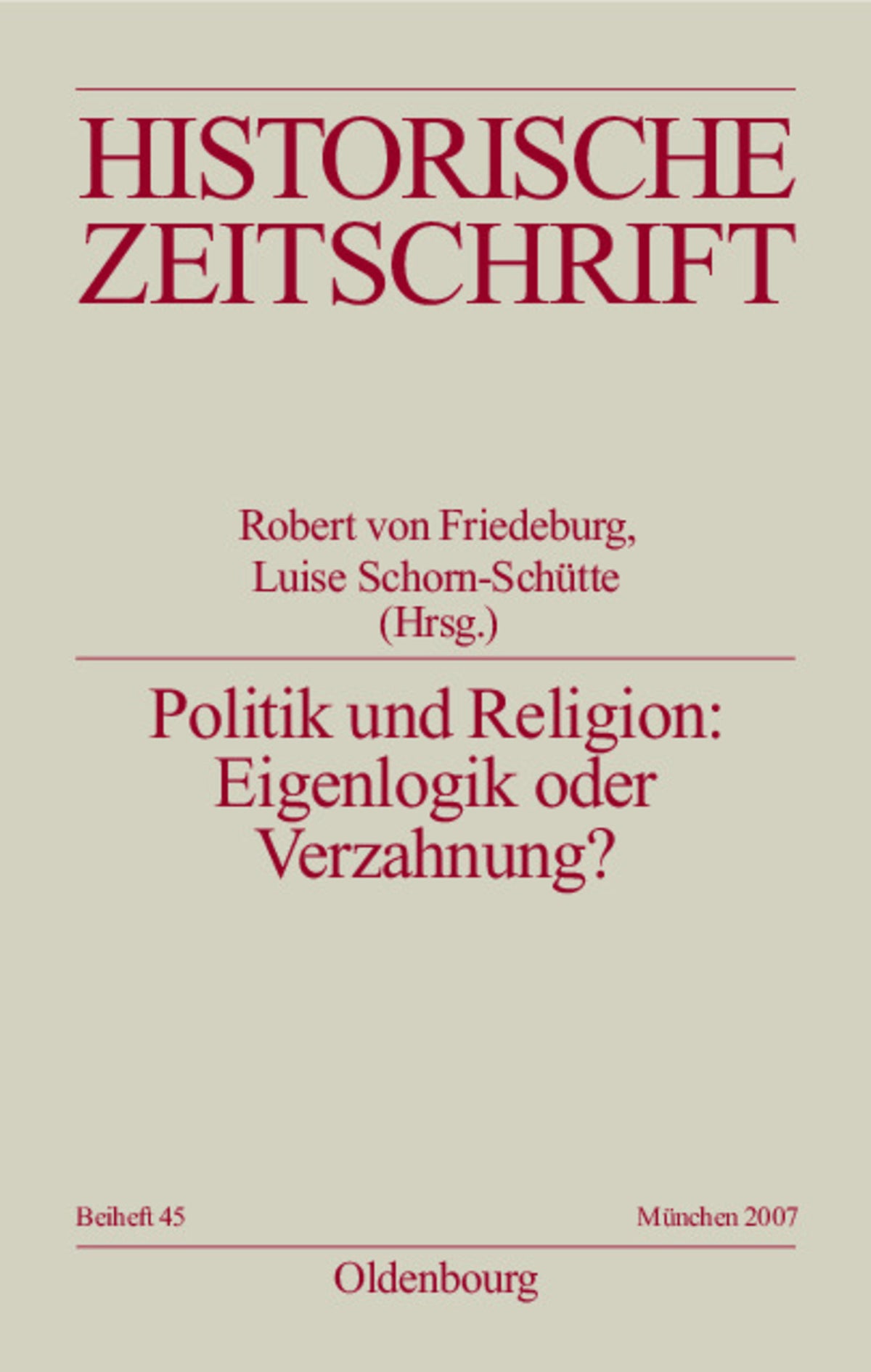 Cover image for Politik und Religion: Eigenlogik oder Verzahnung? ISBN 9783486644555