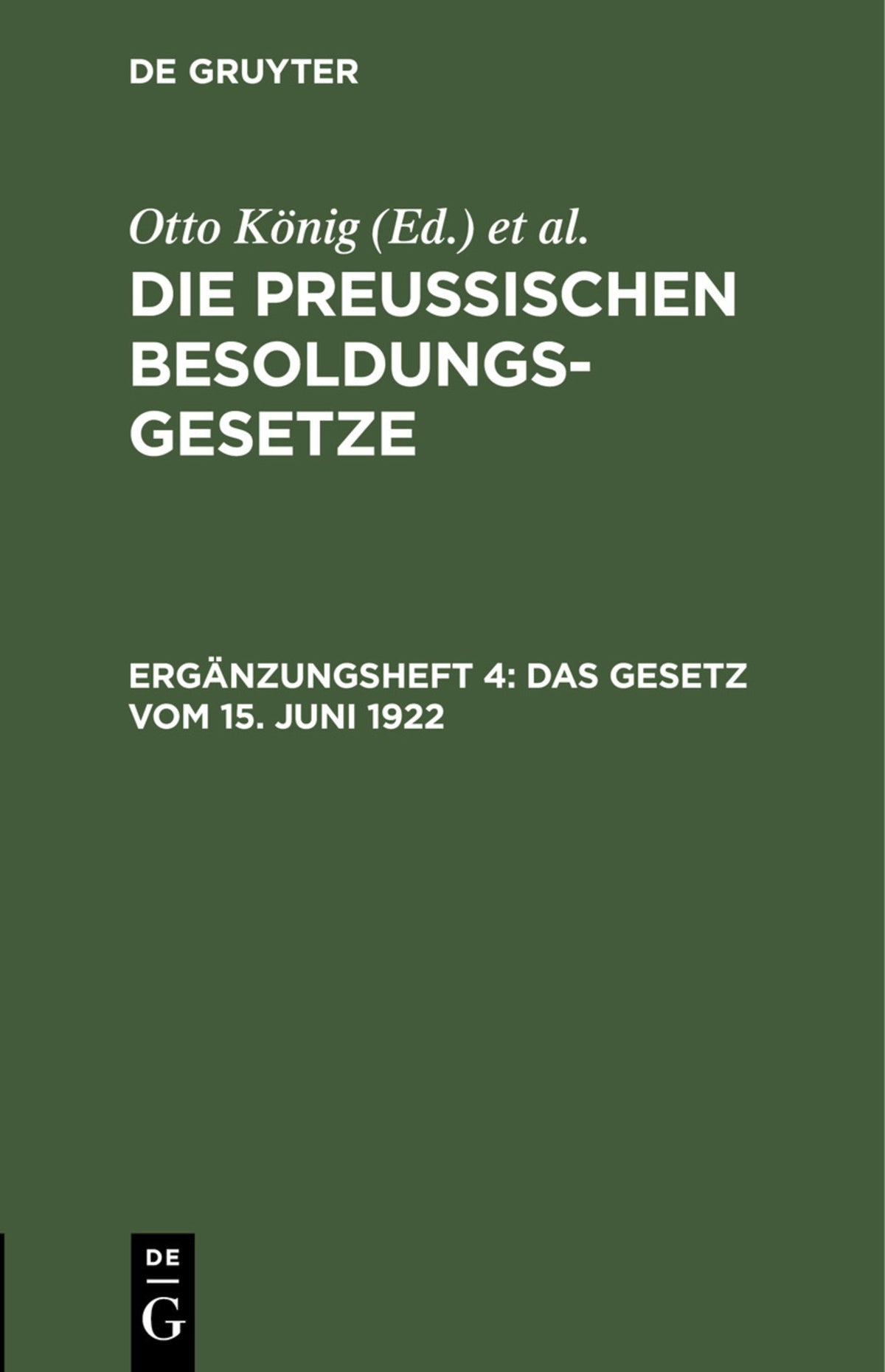 Das Gesetz vom 15. Juni 1922