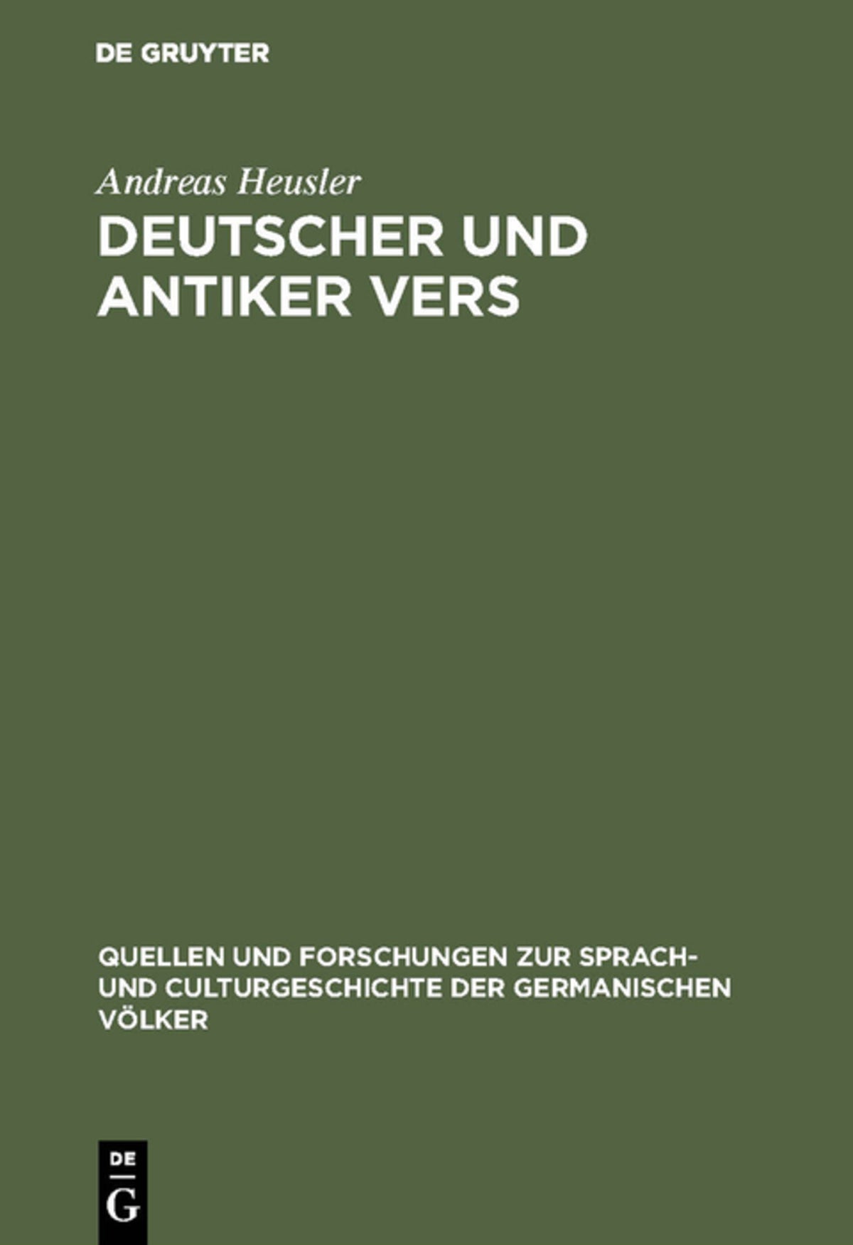 Cover image for Deutscher und antiker Vers ISBN 9783110992861