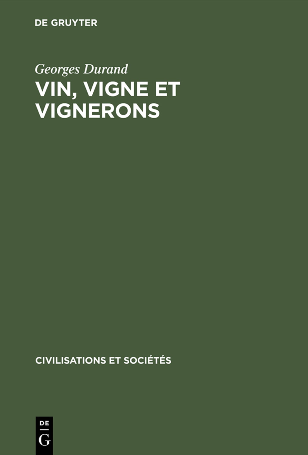 Cover image for Vin, vigne et vignerons ISBN 9783110985634