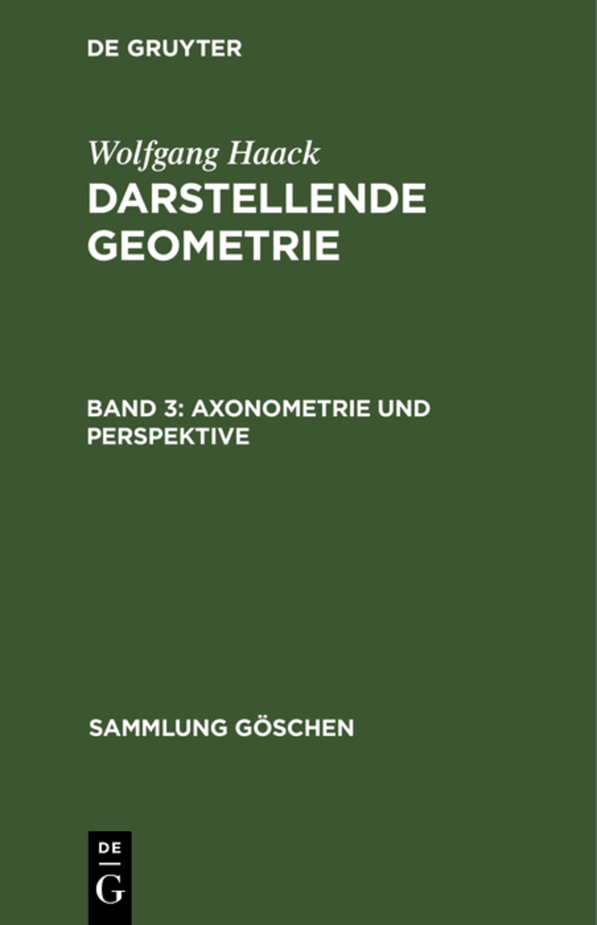 Cover image for Axonometrie und Perspektive ISBN 9783111020860