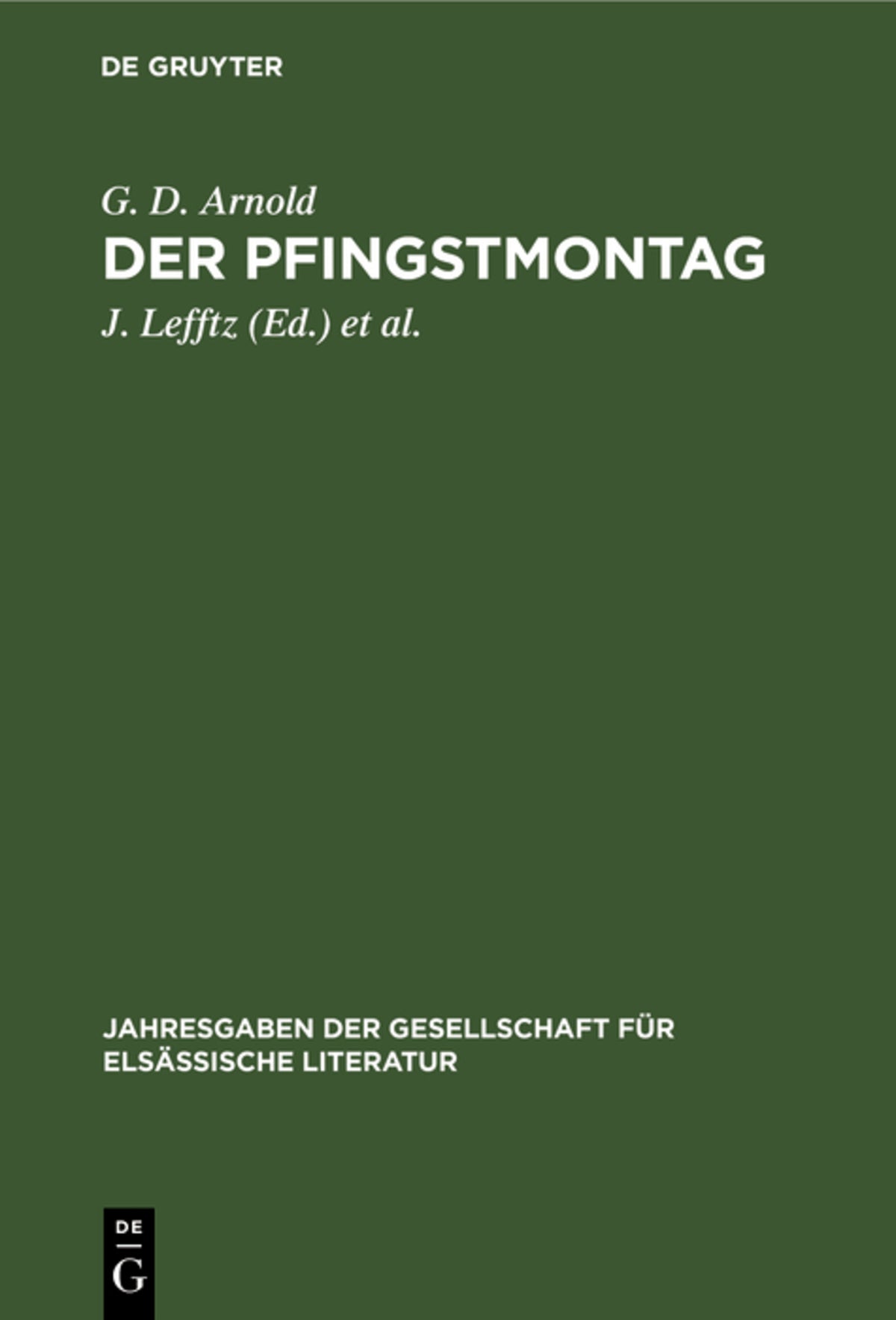 Cover image for Der Pfingstmontag ISBN 9783111142357