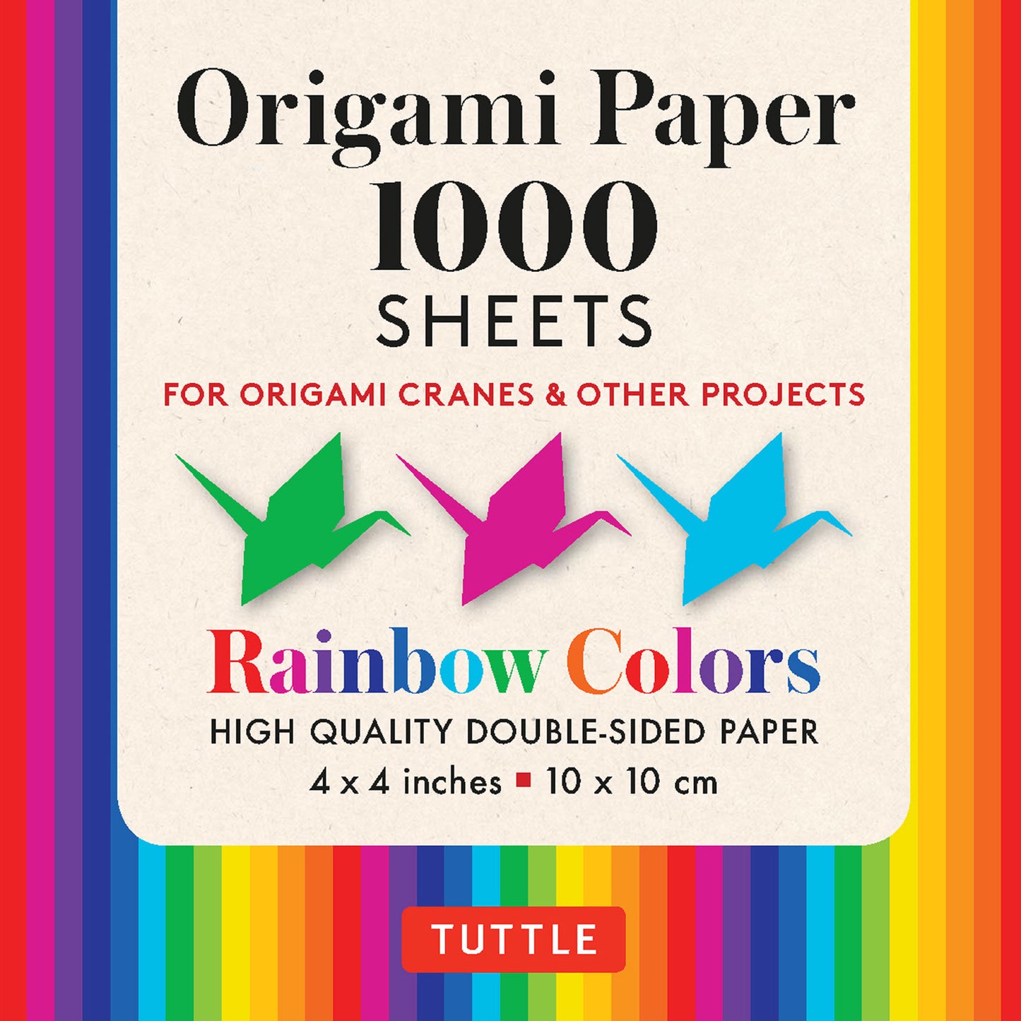 Origami Paper Rainbow Colors 1,000 sheets 4" (10 cm)