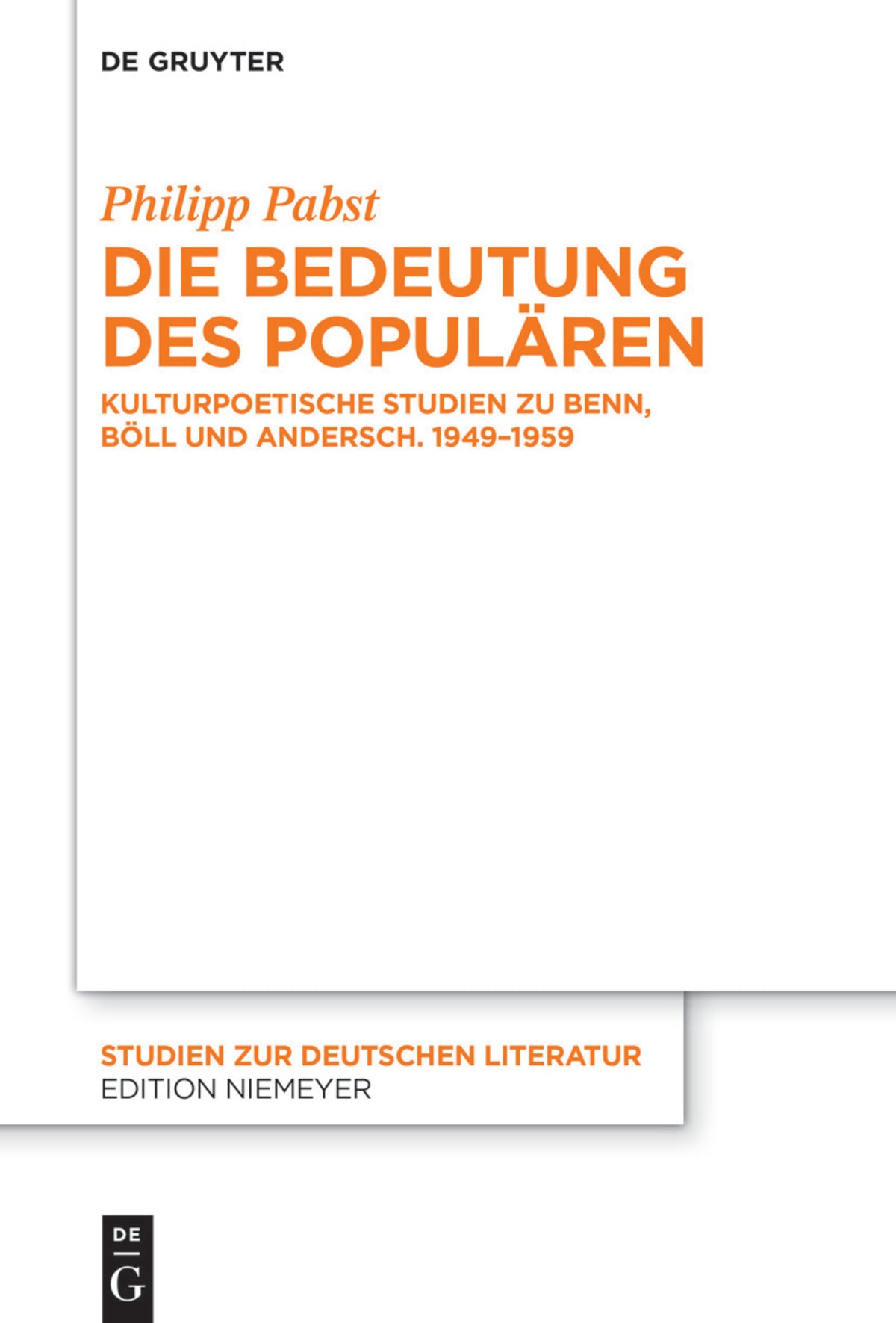 Cover image for Die Bedeutung des Populären ISBN 9783110739602