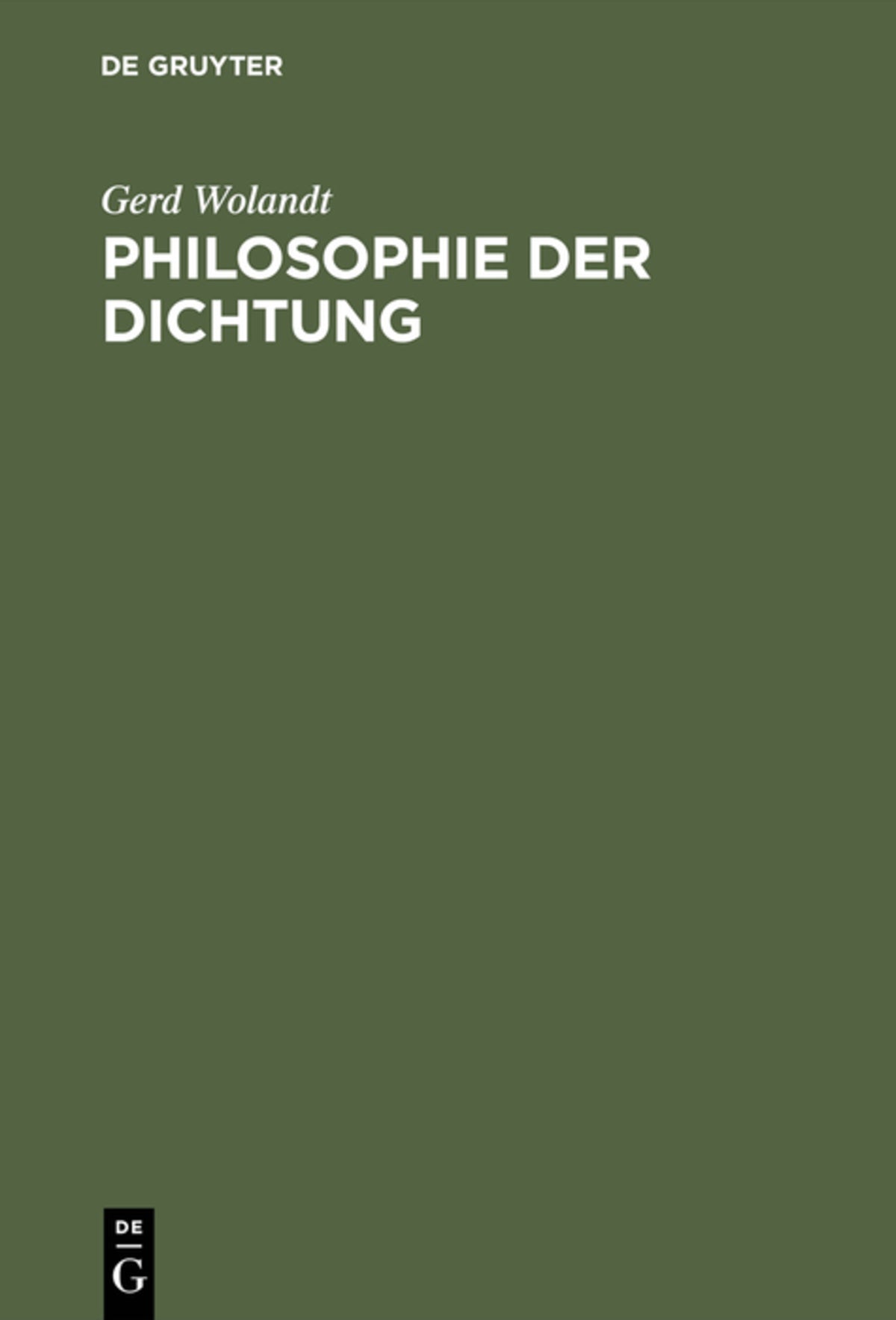 Cover image for Philosophie der Dichtung ISBN 9783110051506