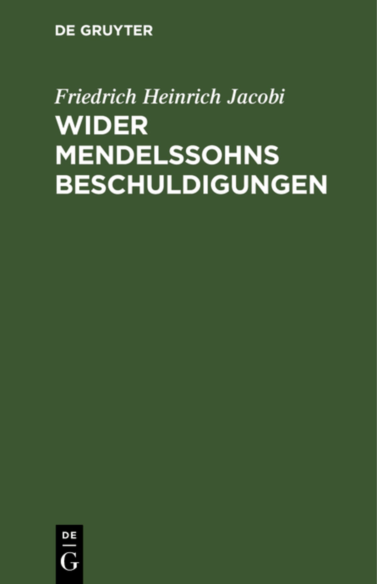 Cover image for Wider Mendelssohns Beschuldigungen ISBN 9783112606216