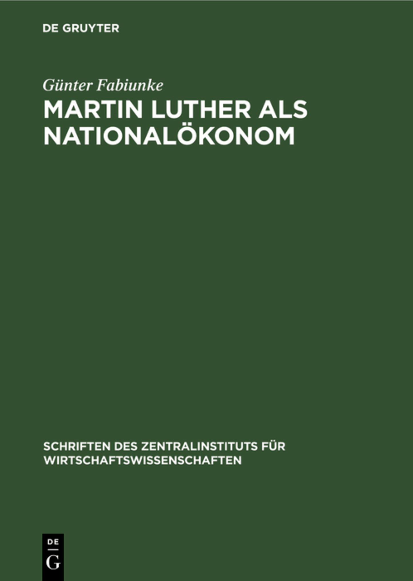 Martin Luther als Nationalökonom