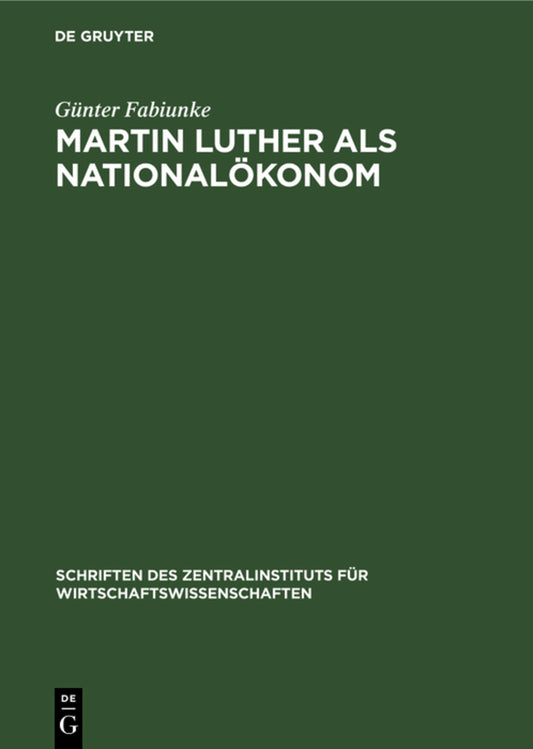 Martin Luther als Nationalökonom