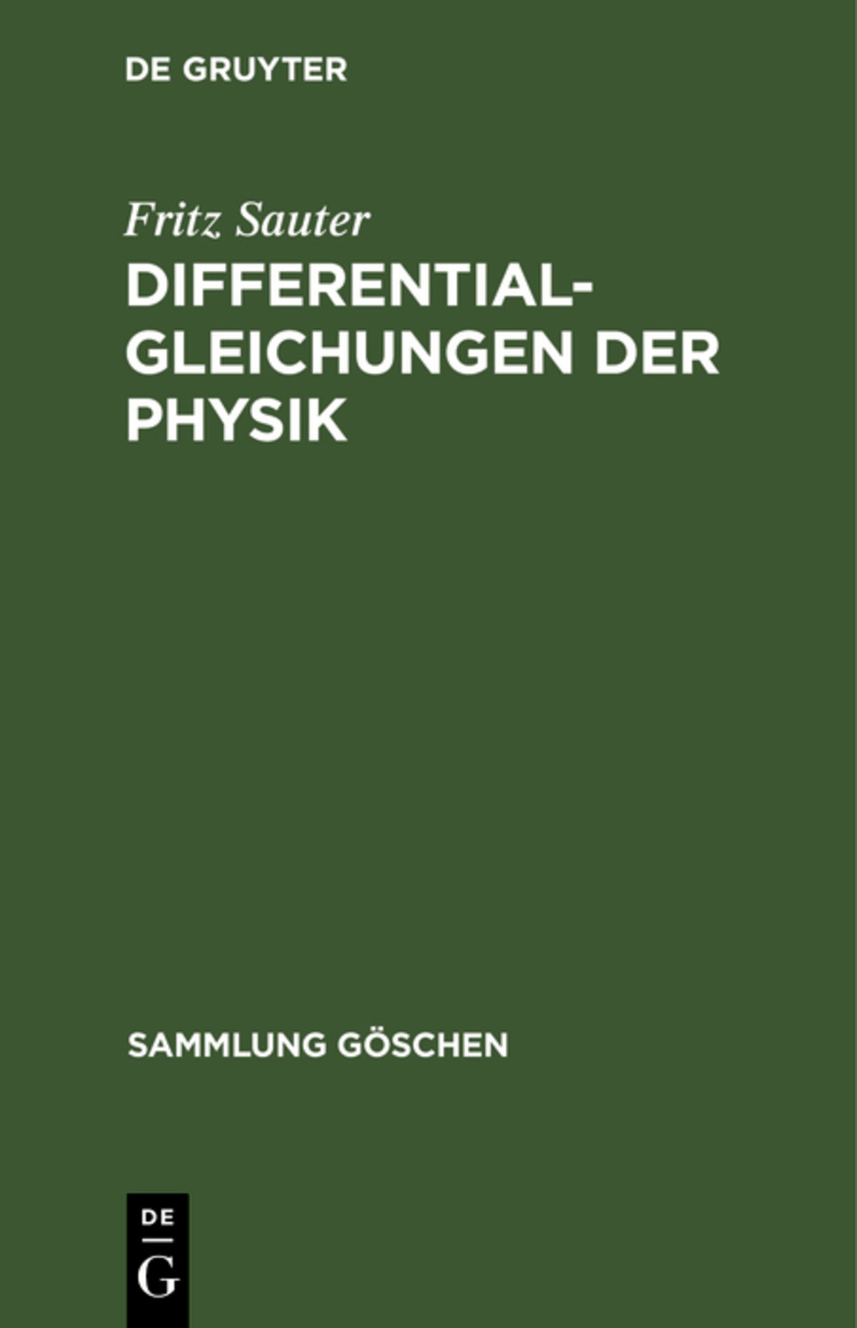 Cover image for Differentialgleichungen der Physik ISBN 9783111005225
