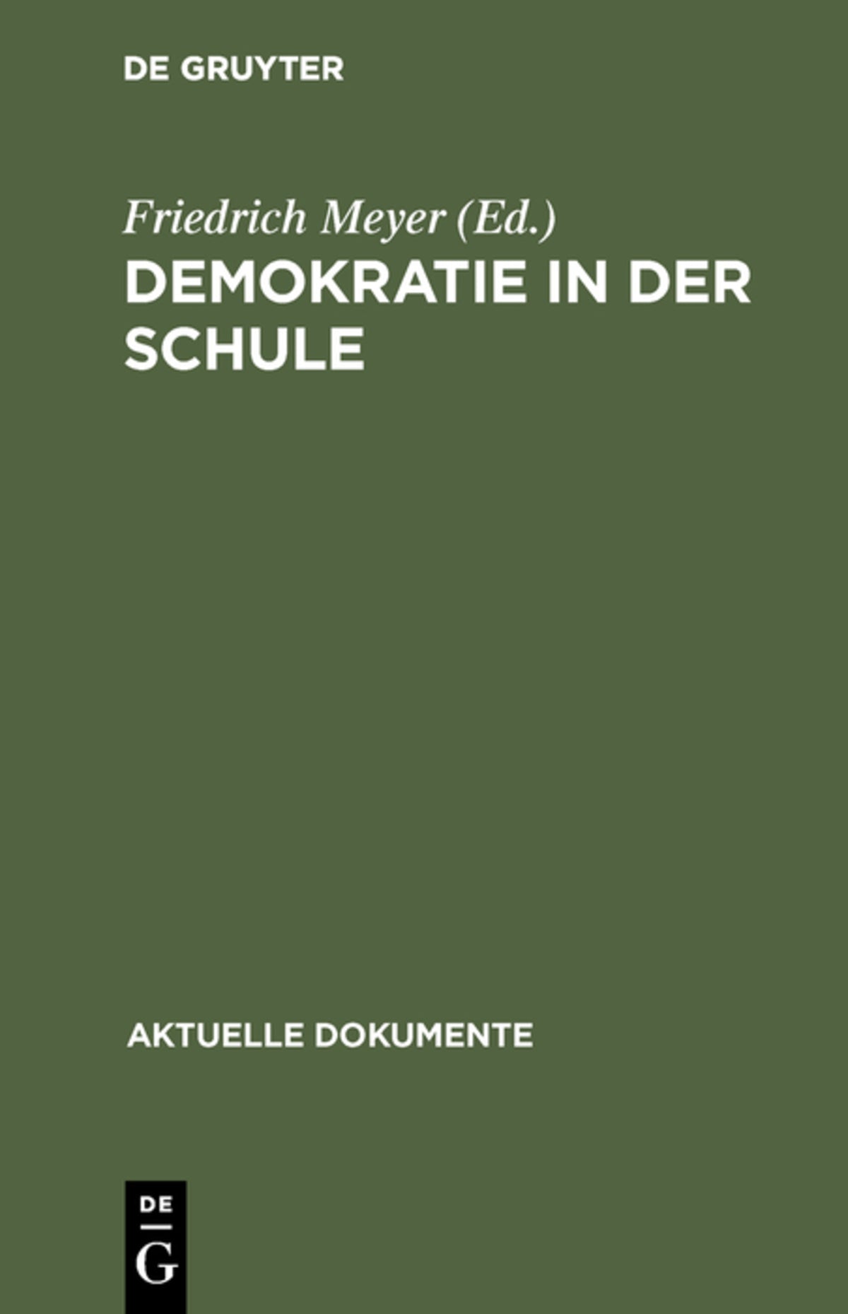 Cover image for Demokratie in der Schule ISBN 9783110042344