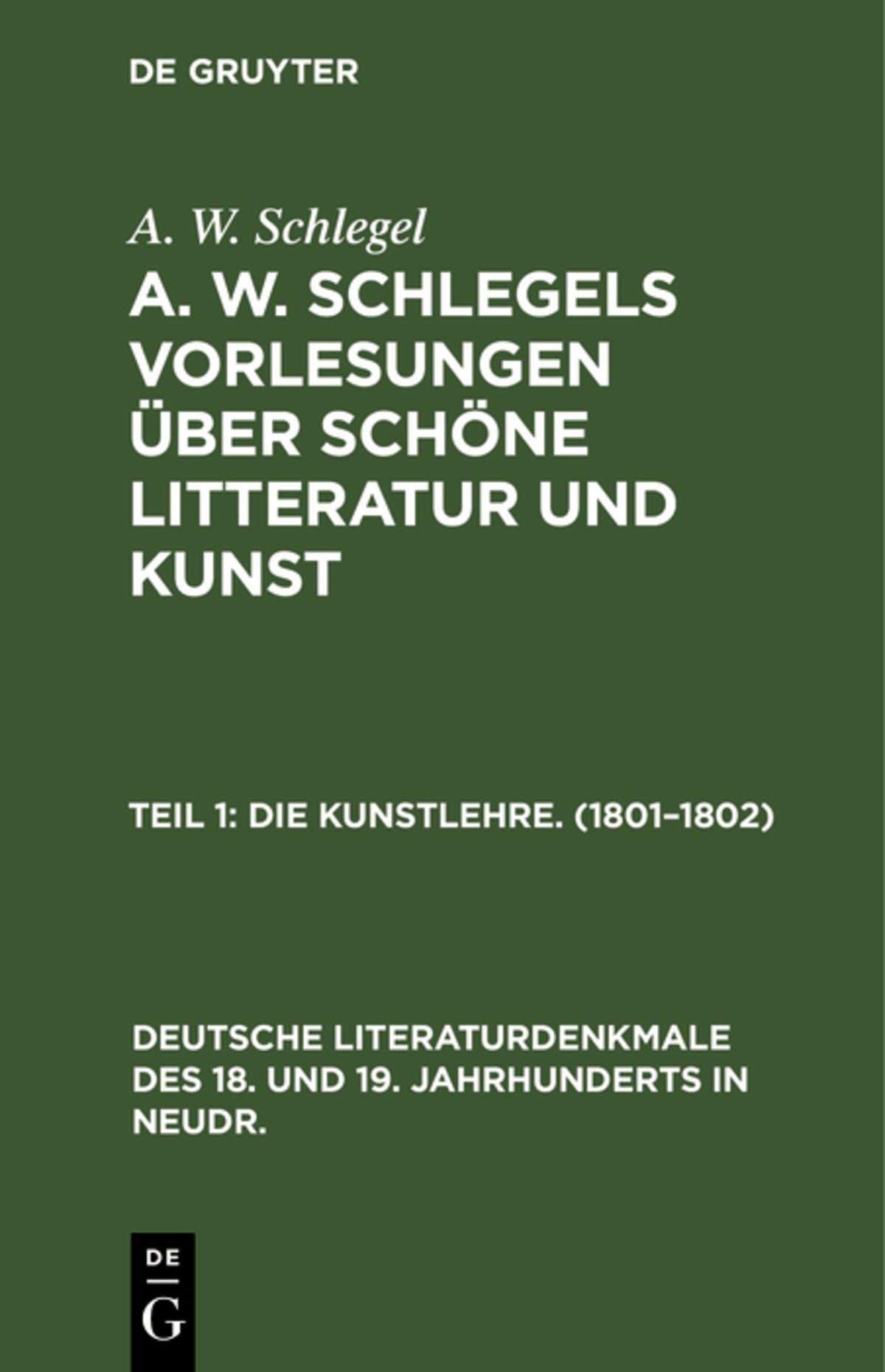 Cover image for Die Kunstlehre. (1801–1802) ISBN 9783112354551