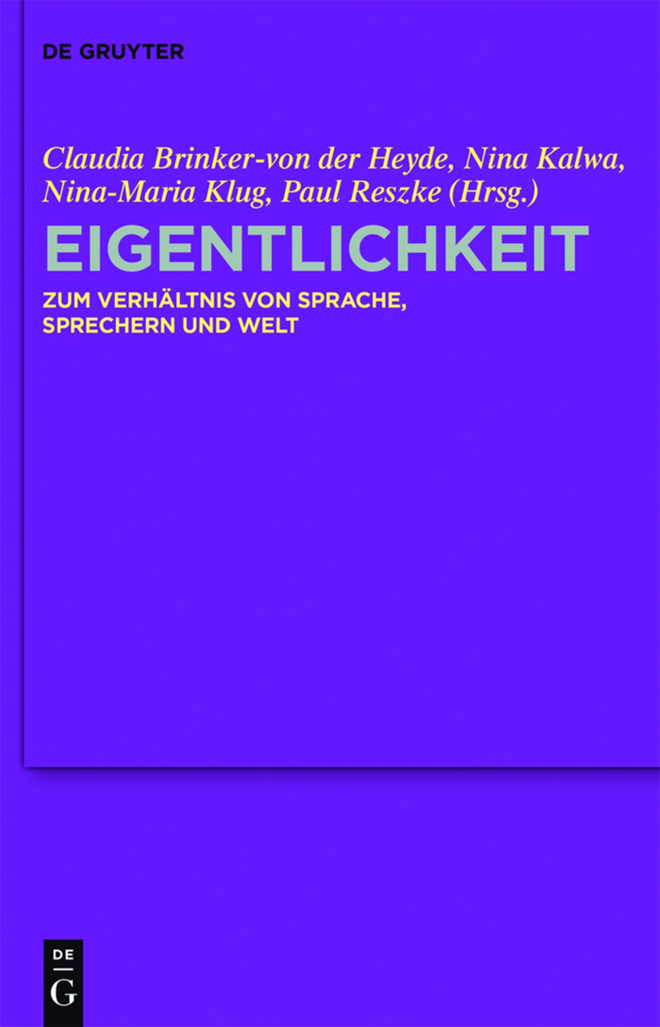 Cover image for Eigentlichkeit ISBN 9783110335446