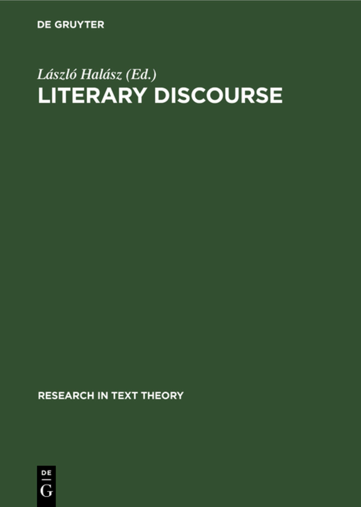 Cover image for Literary Discourse ISBN 9783110106855