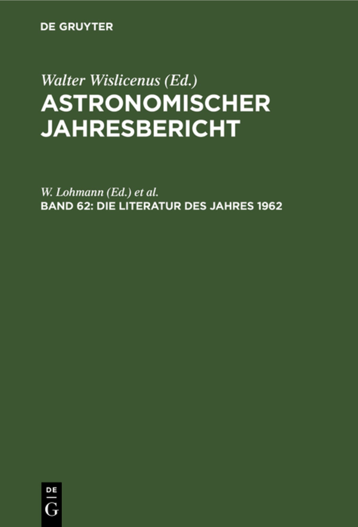 Cover image for Die Literatur des Jahres 1962 ISBN 9783112303498