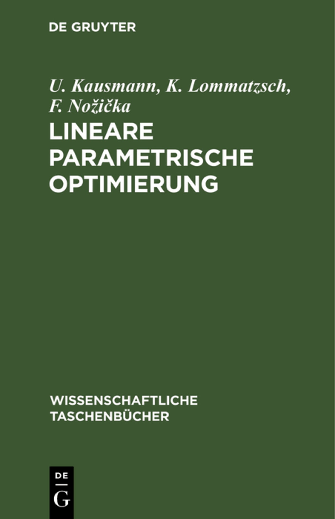 Cover image for Lineare parametrische Optimierung ISBN 9783112621578