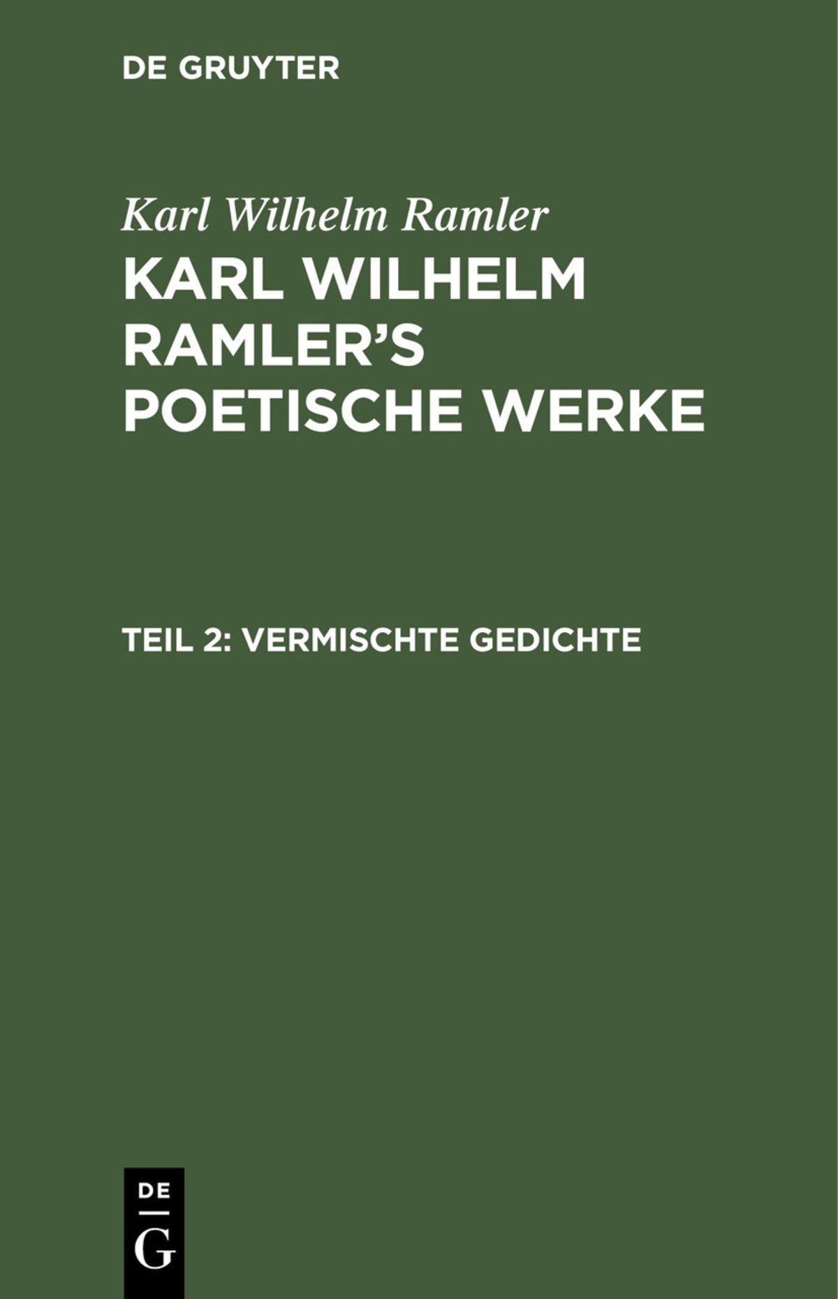 Cover image for Vermischte Gedichte ISBN 9783112440599