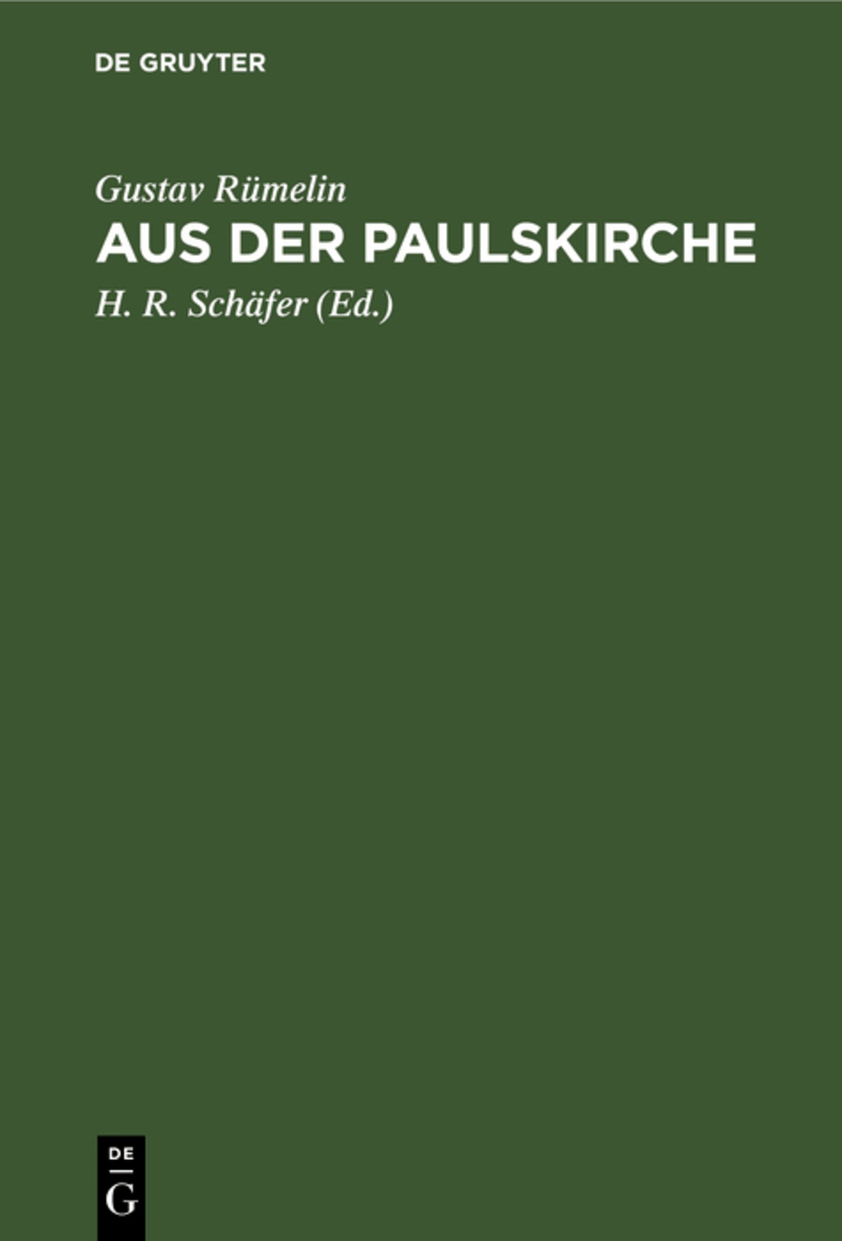 Cover image for Aus der Paulskirche ISBN 9783111223919