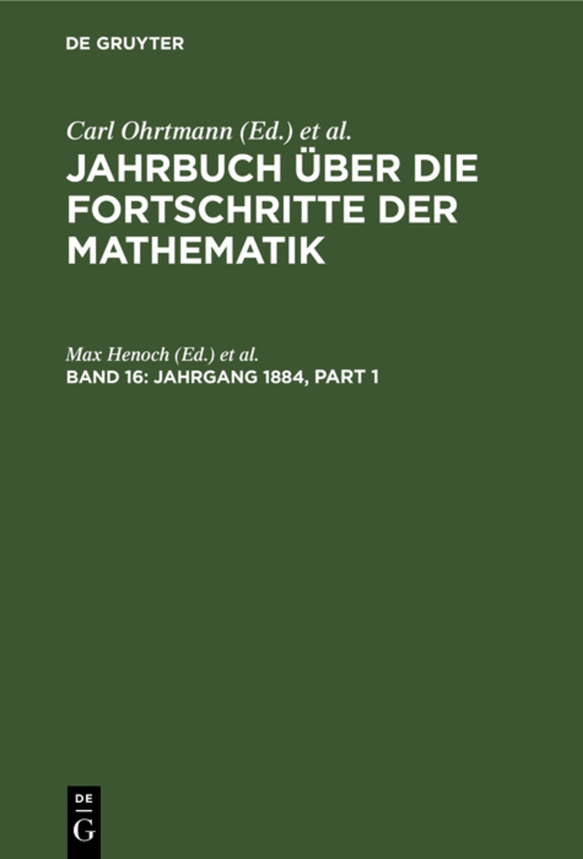 Cover image for Jahrgang 1884 ISBN 9783112339695