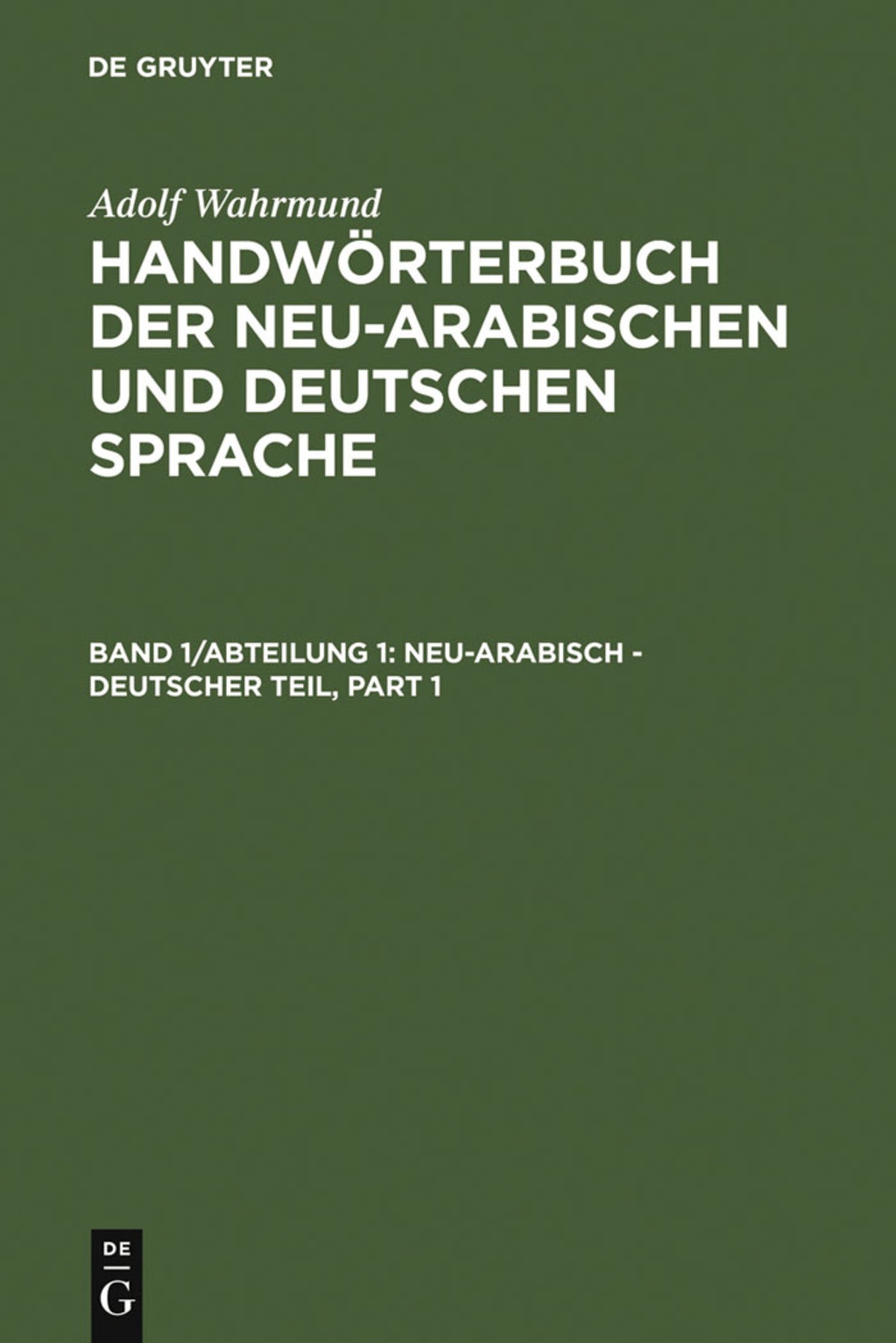 Cover image for Neu-arabisch - deutscher Teil ISBN 9783111215327