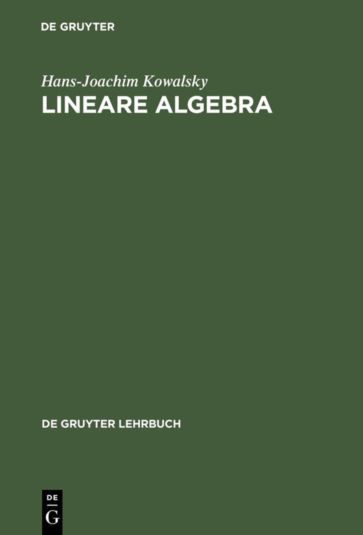Cover image for Lineare Algebra ISBN 9783110074093