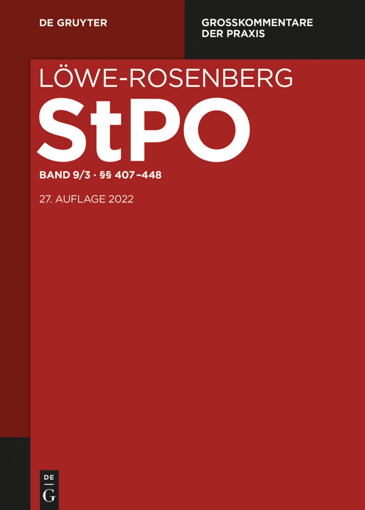 Cover image for §§ 407-448 ISBN 9783110765502