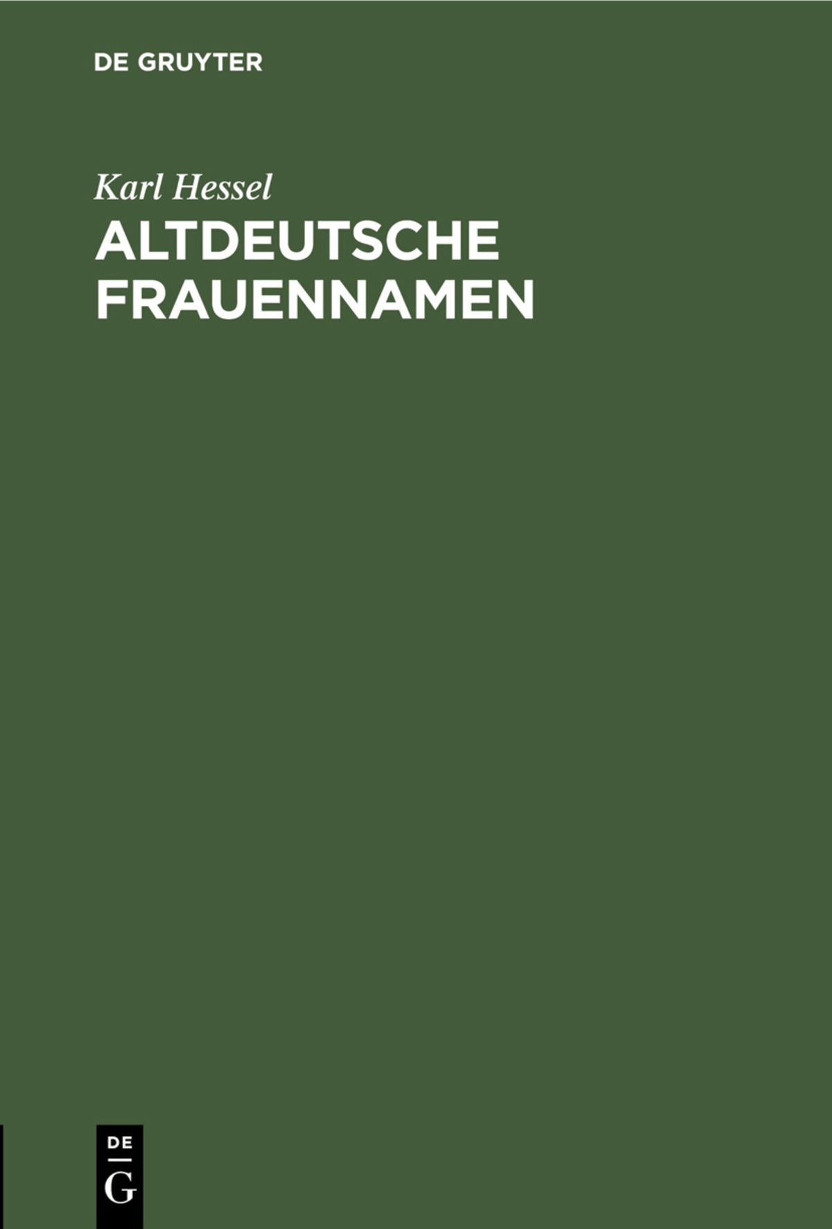 Cover image for Altdeutsche Frauennamen ISBN 9783112447031