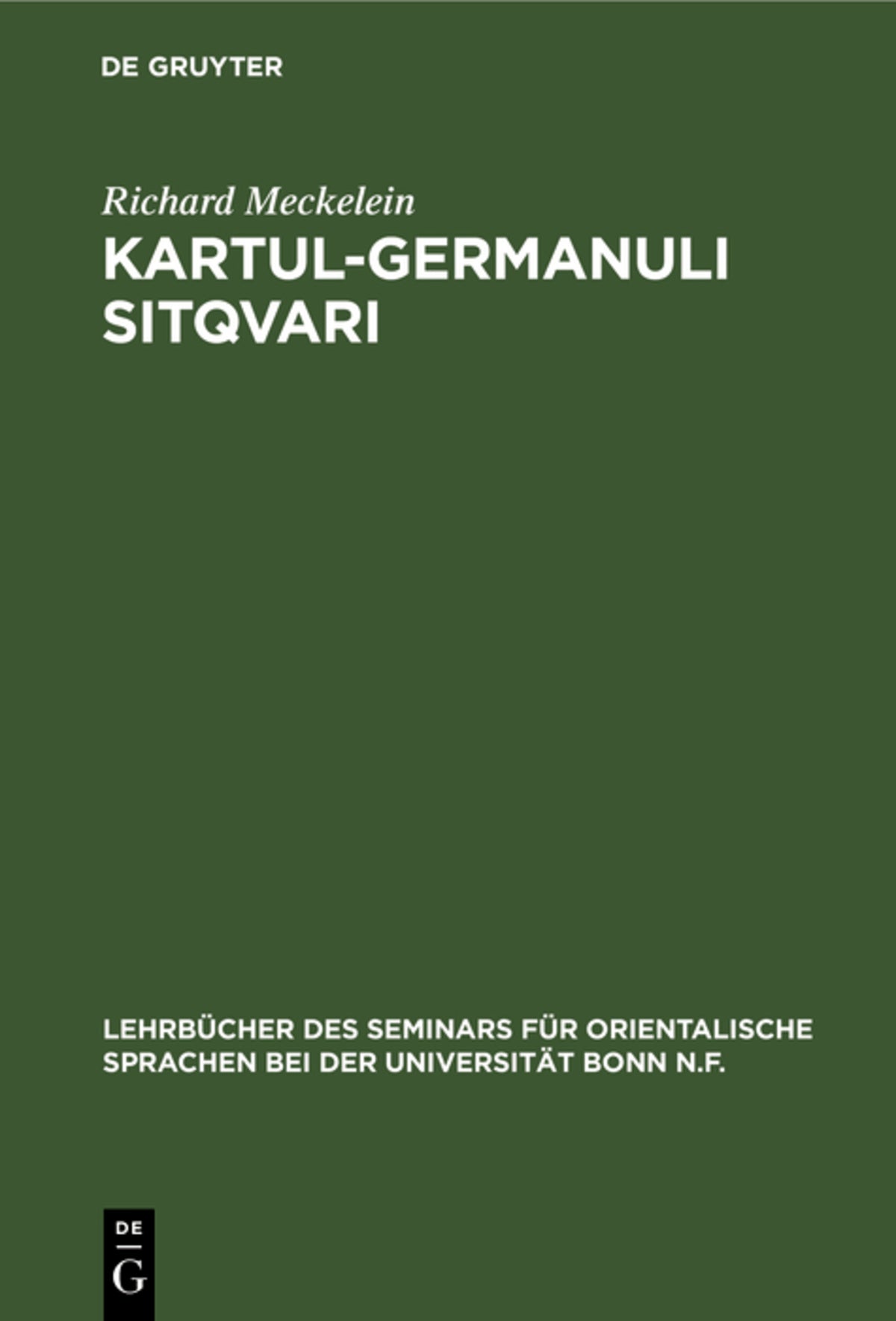 Cover image for Kartul-germanuli sitqvari ISBN 9783111209906
